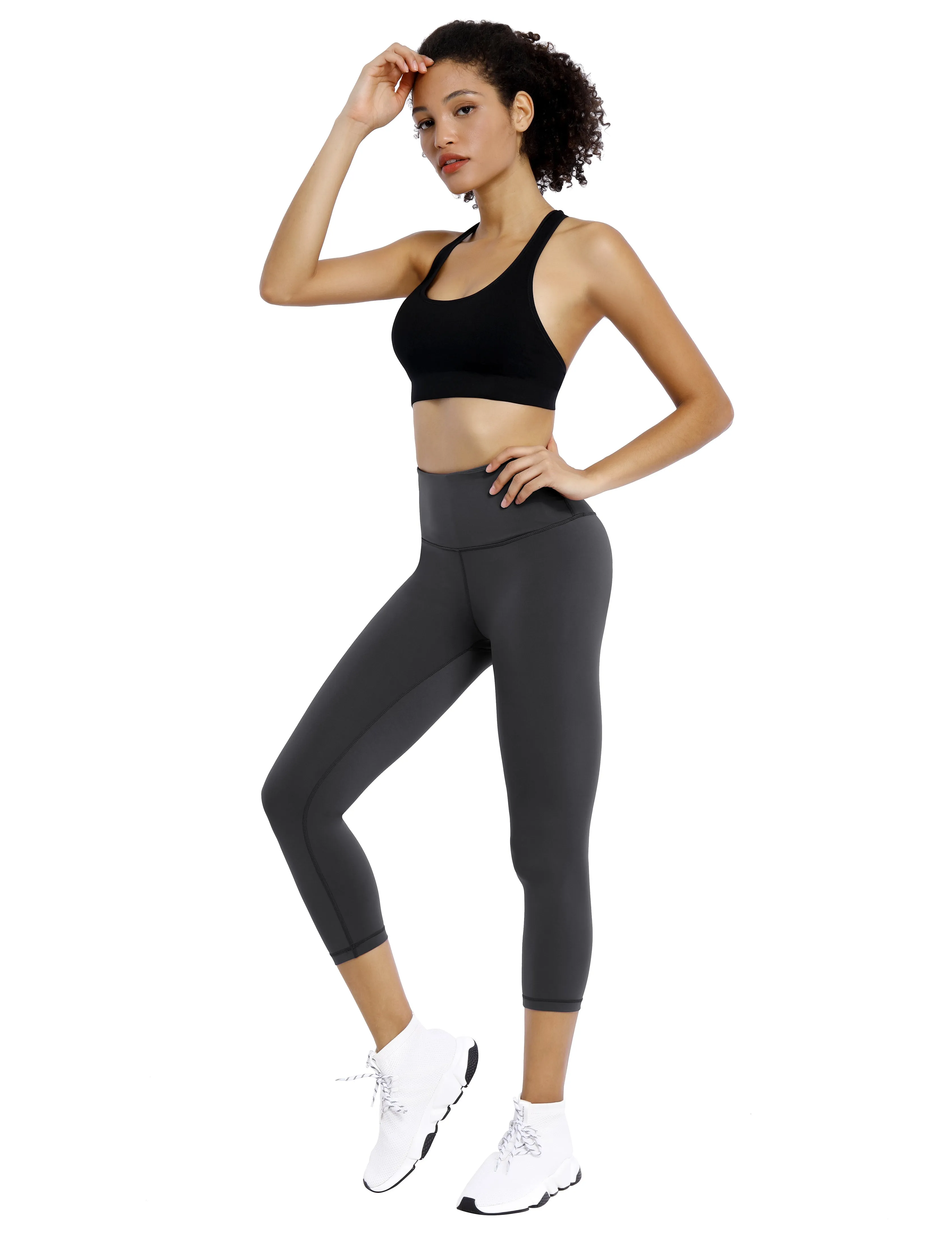 19 High Waist Crop Tight Capris shadowcharcoal_yogastudio