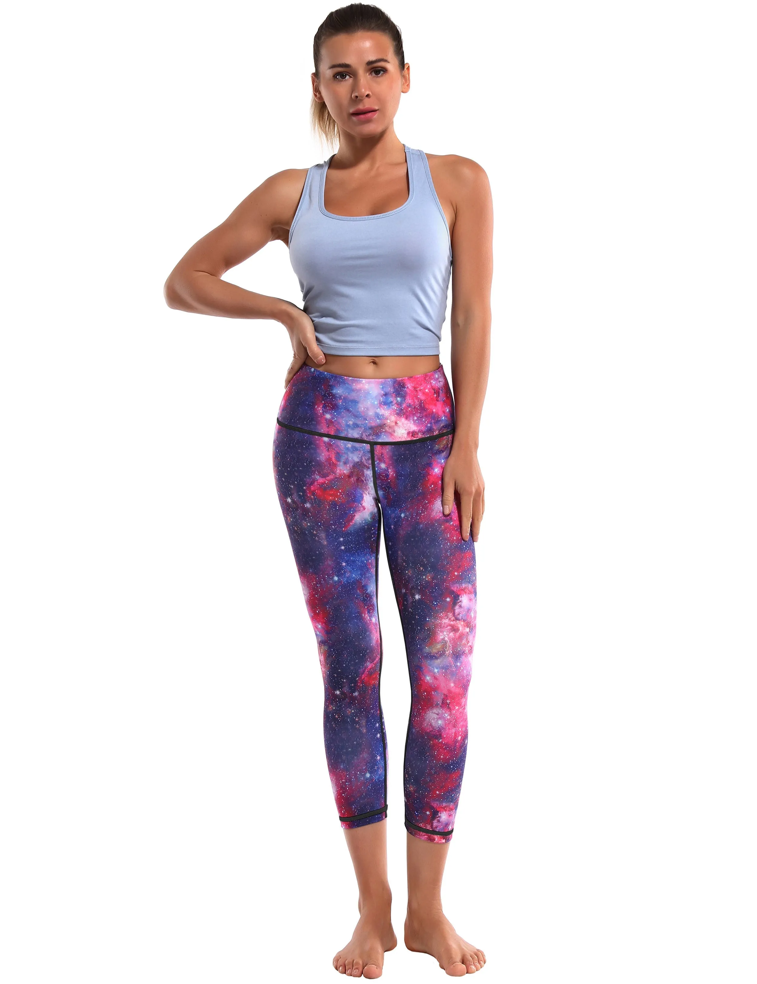 19 High Waist Printed  Crop Tight Capris galaxy_yogastudio