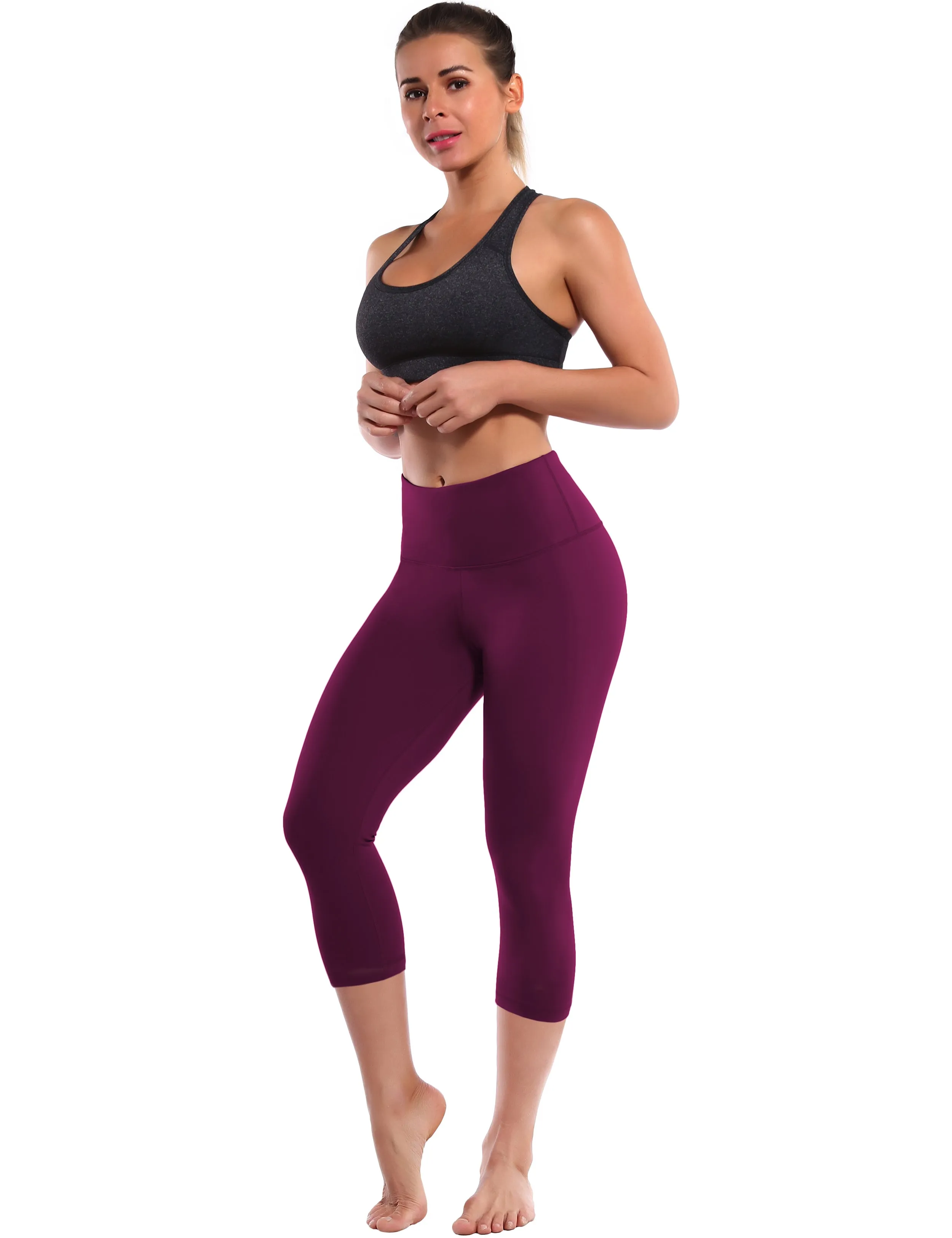 19" High Waist Crop Tight Capris grapevine