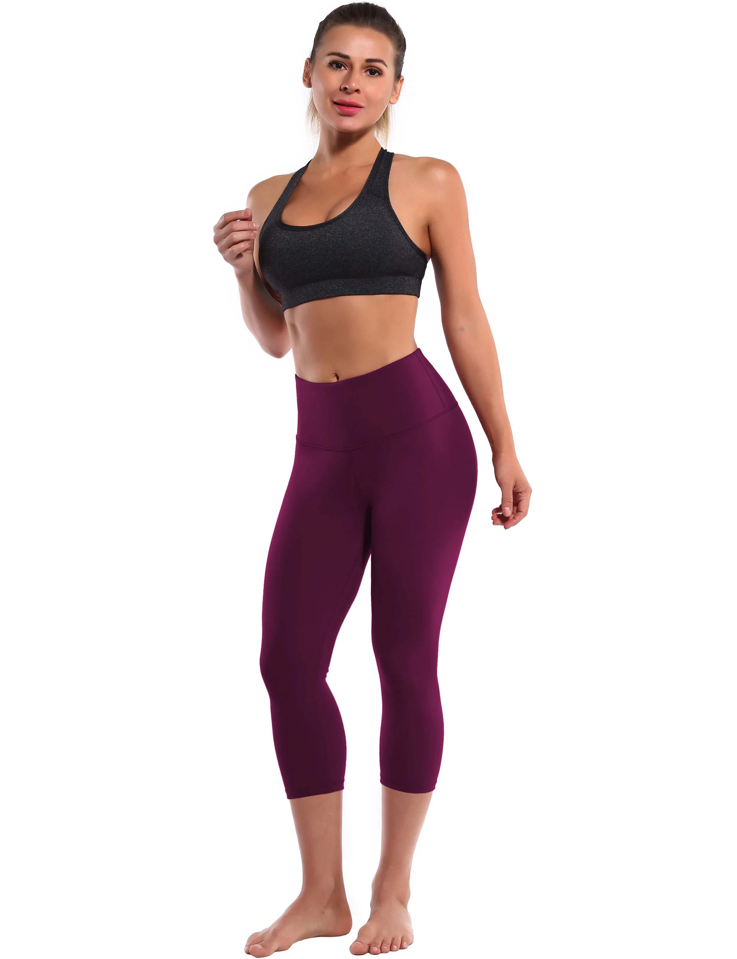 19" High Waist Crop Tight Capris grapevine