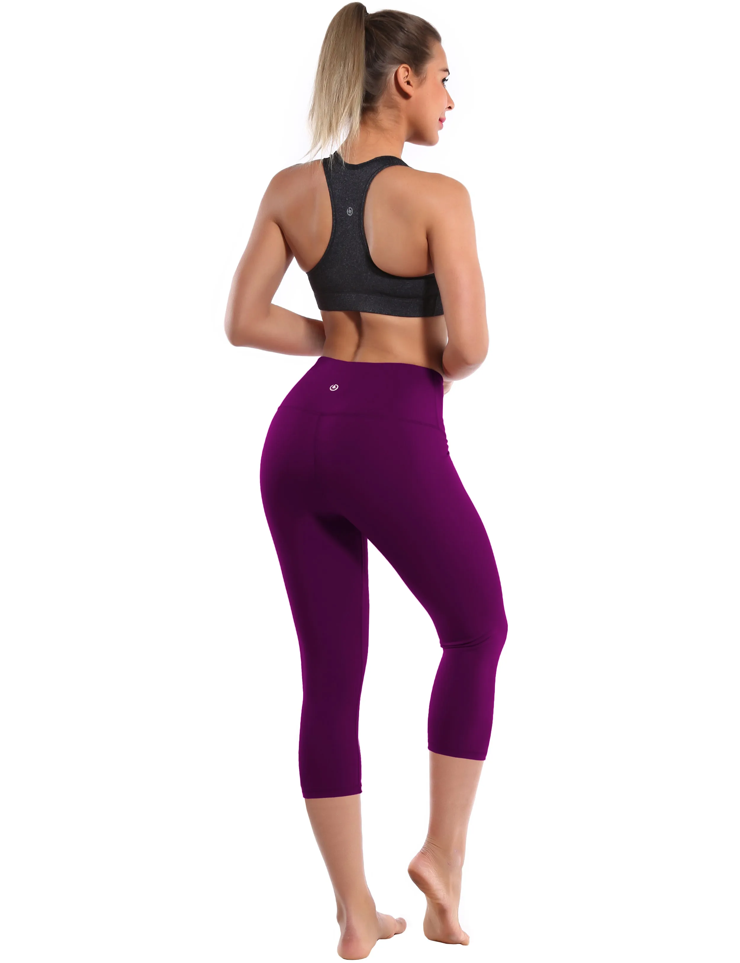 19" High Waist Crop Tight Capris plum