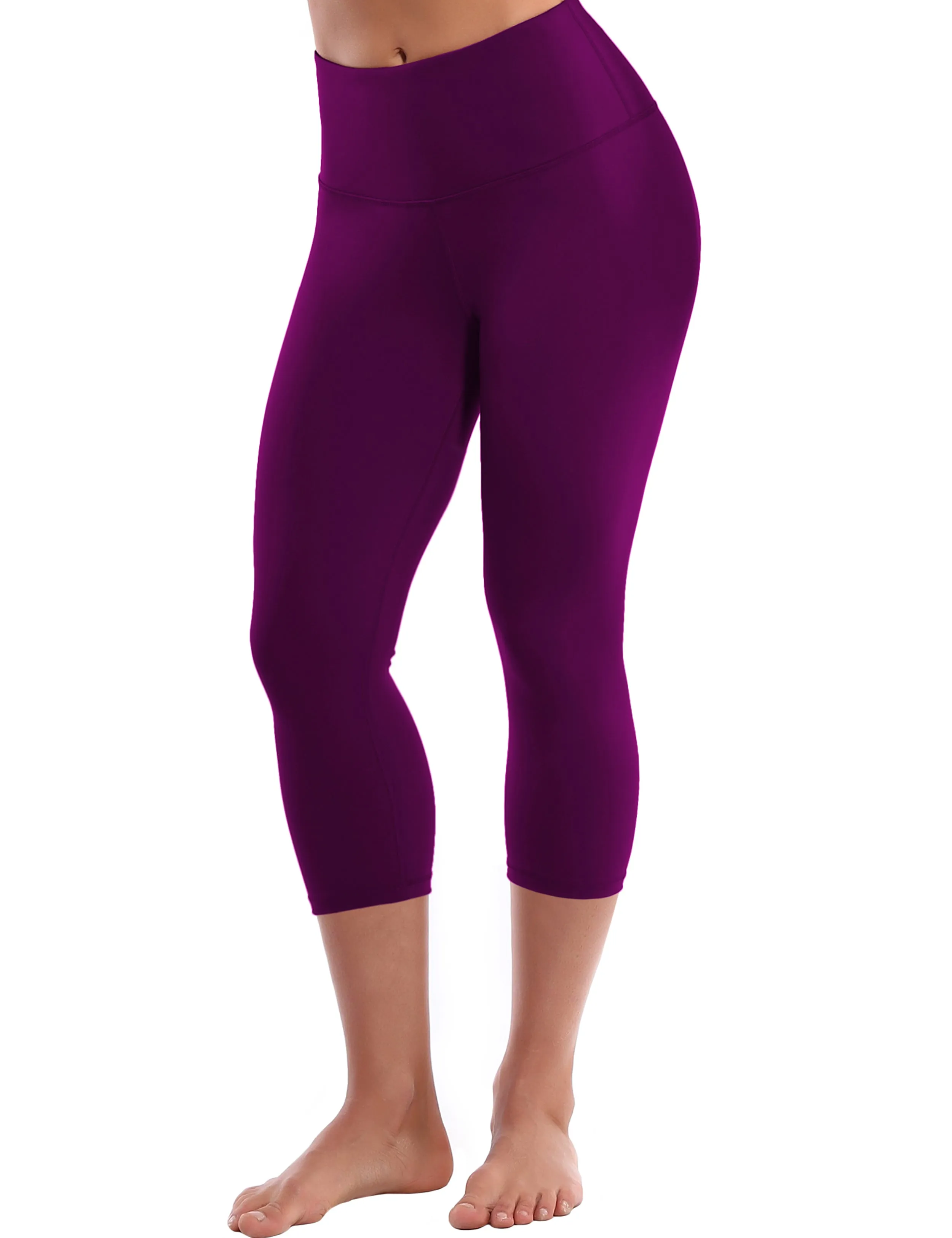 19" High Waist Crop Tight Capris plum