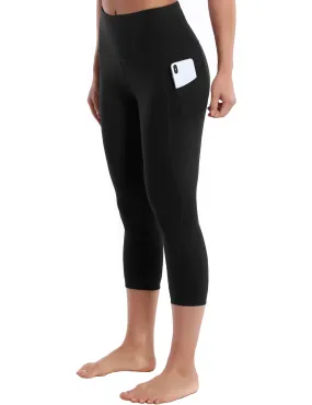 19" High Waist Side Pockets Capris black