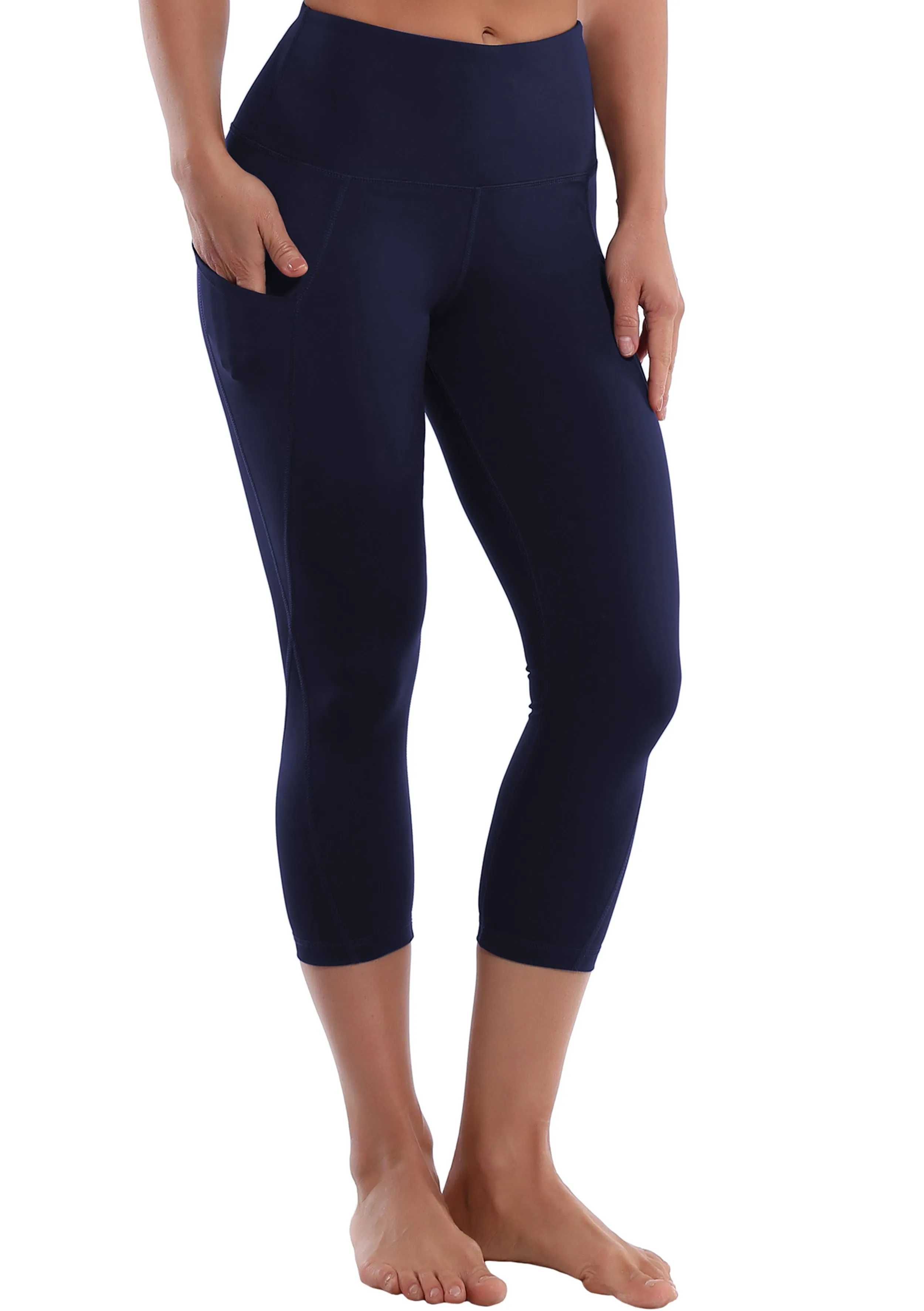 19" High Waist Side Pockets Capris darknavy