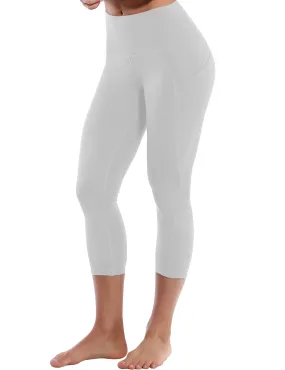 19" High Waist Side Pockets Capris lightgray