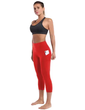 19" High Waist Side Pockets Capris scarlet