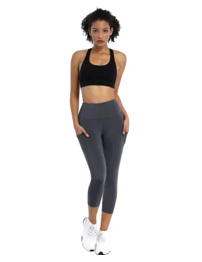 19" High Waist Side Pockets Capris shadowcharcoal