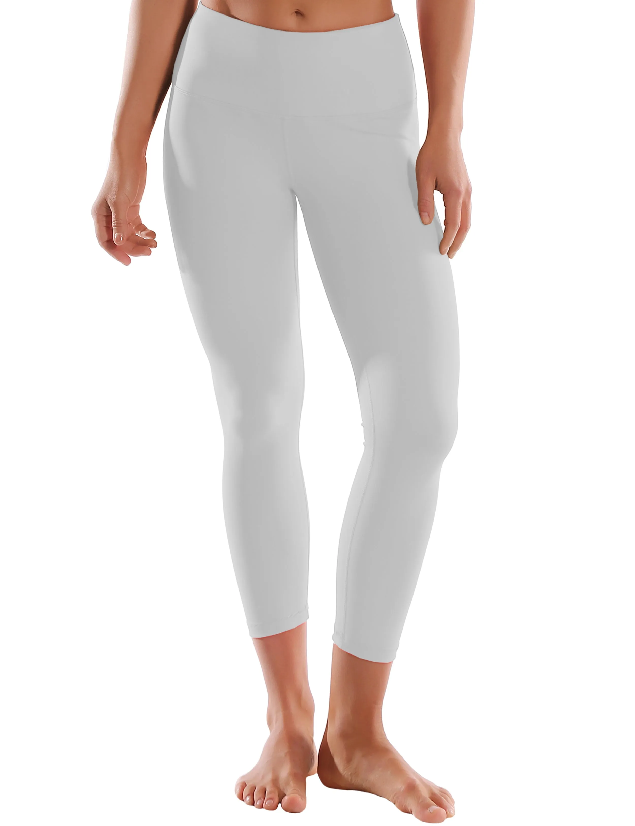 22 High Waist Crop Tight Capris lightgray_yogastudio