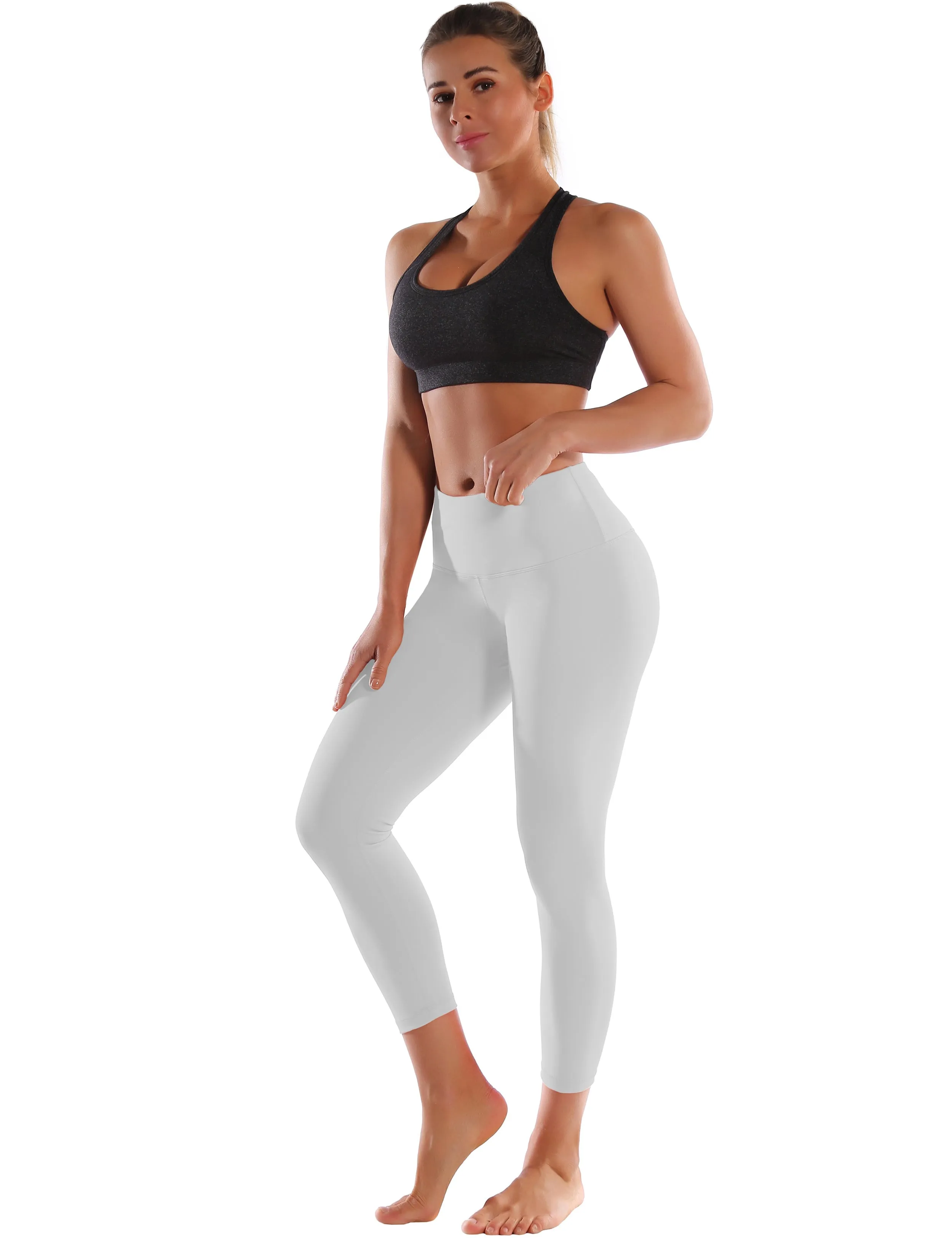 22 High Waist Crop Tight Capris lightgray_yogastudio