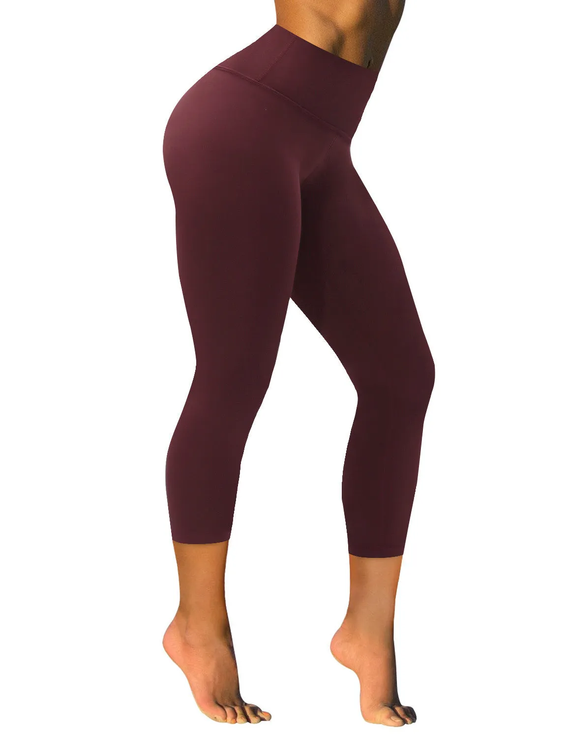 22 High Waist Crop Tight Capris mahoganymaroon_yogastudio