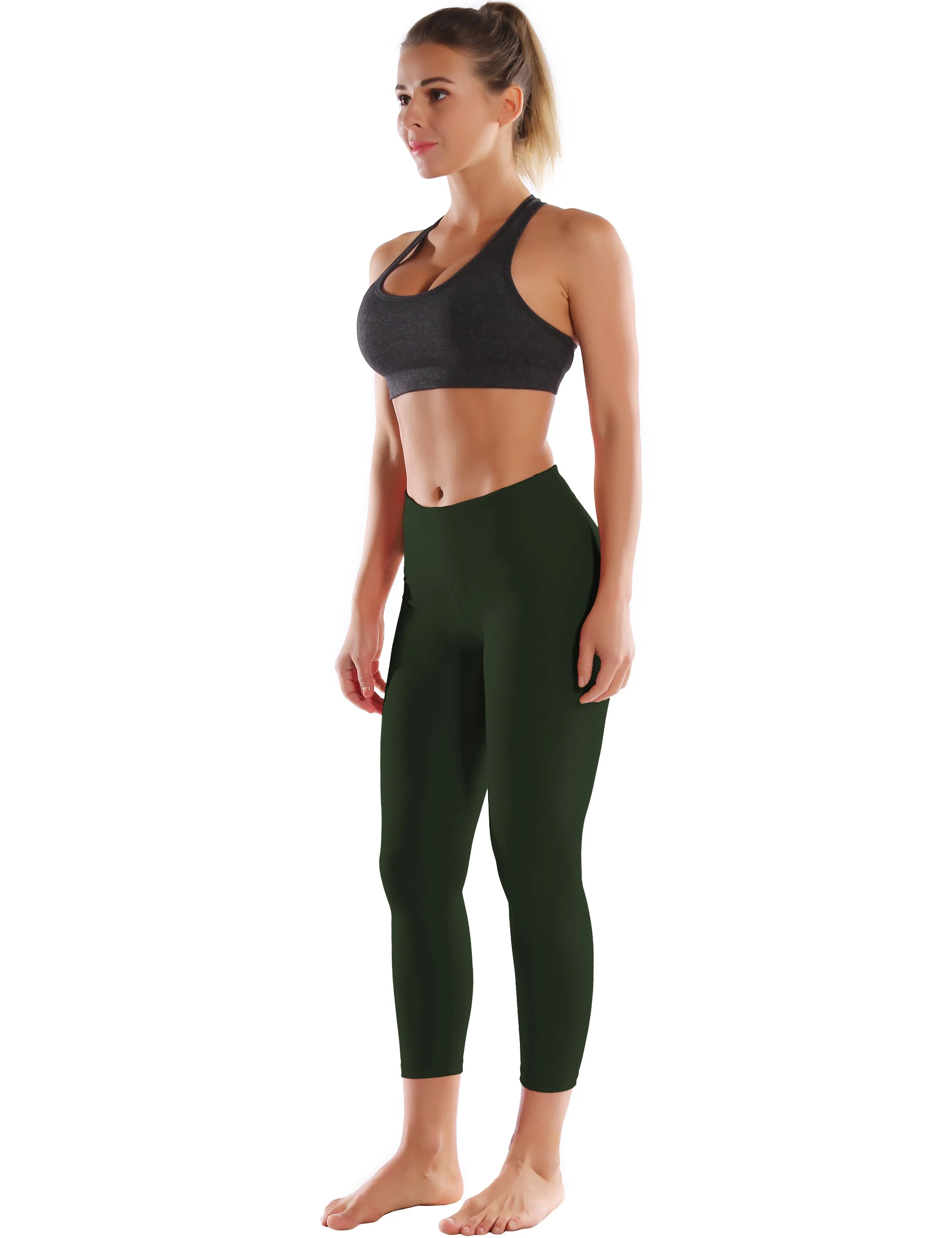 22 High Waist Crop Tight Capris olivegray_yogastudio