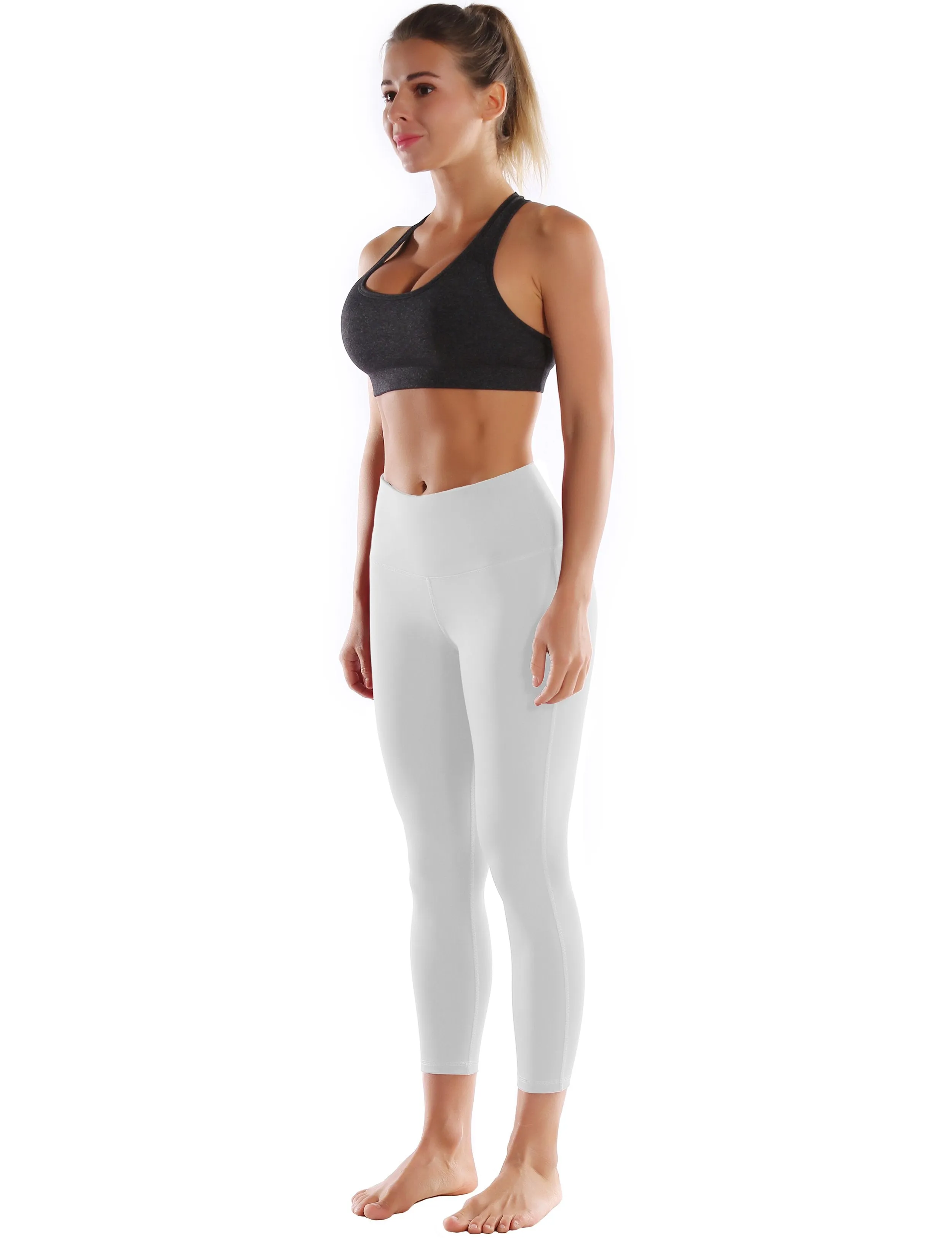 22 High Waist Side Line Capris lightgray ins_yogastudio