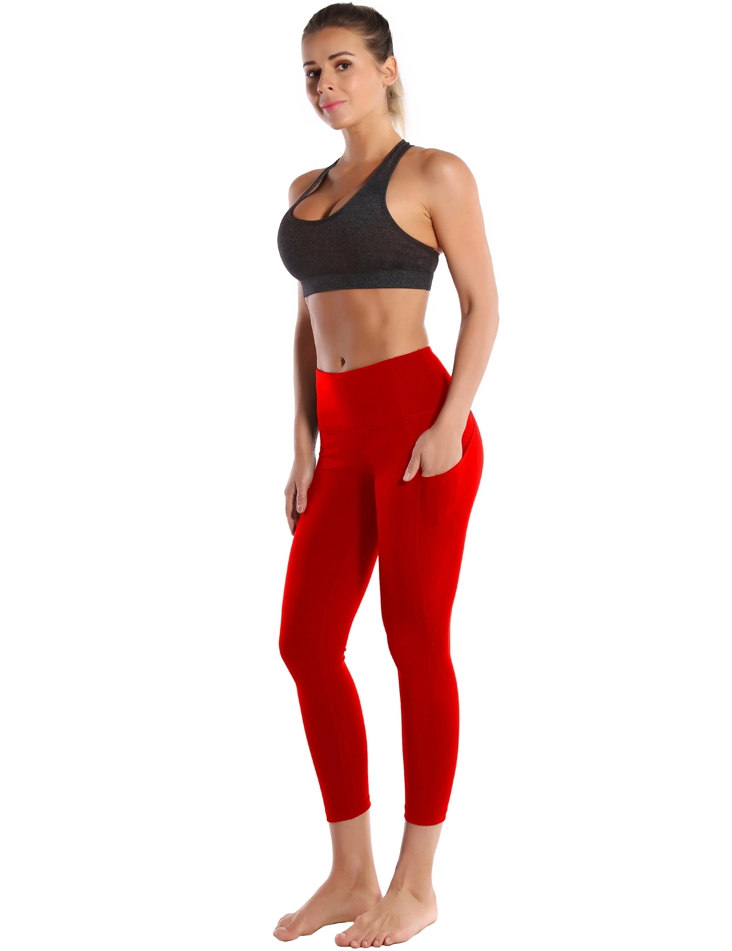 22 High Waist Side Pockets Capris scarlet_yogastudio