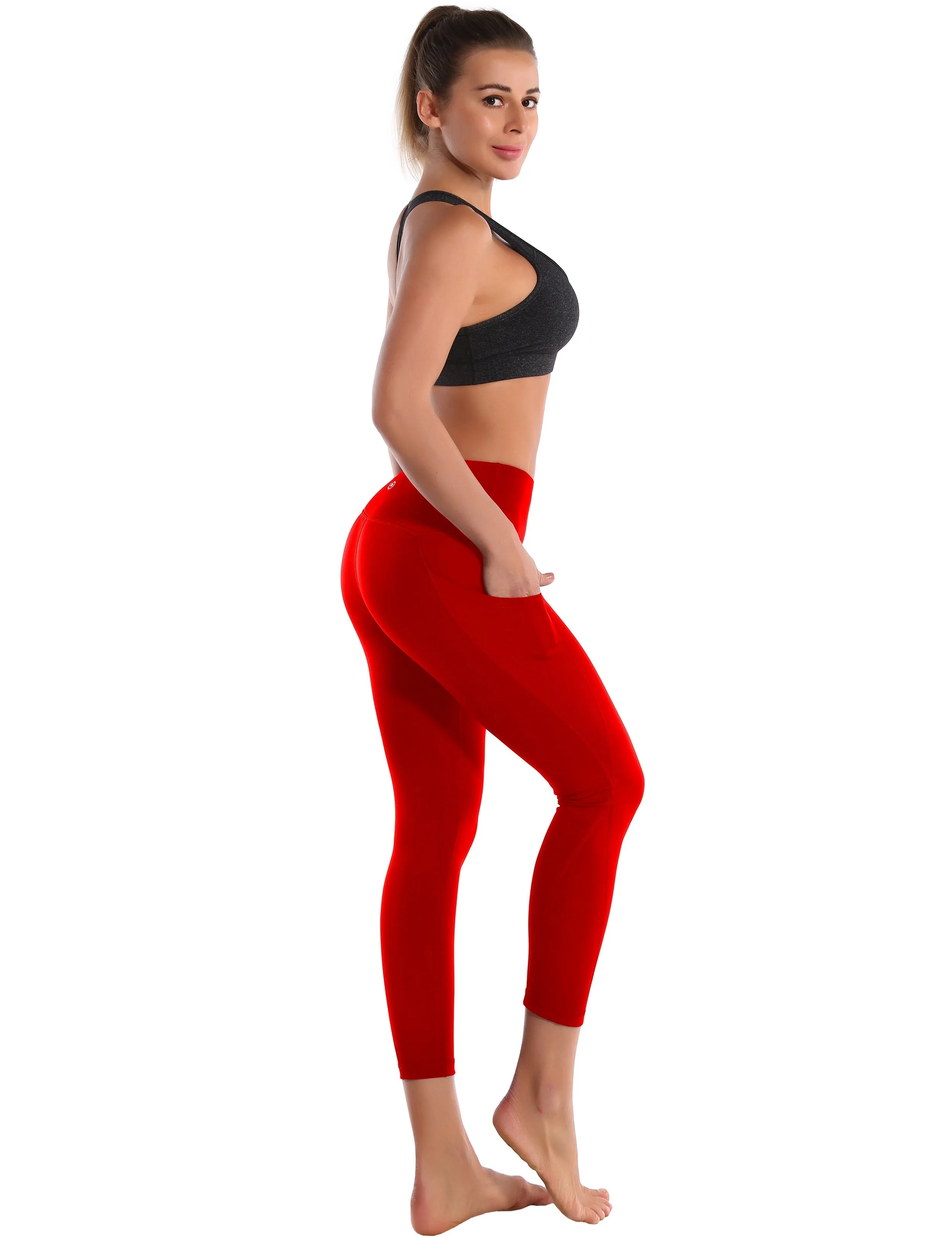 22 High Waist Side Pockets Capris scarlet_yogastudio