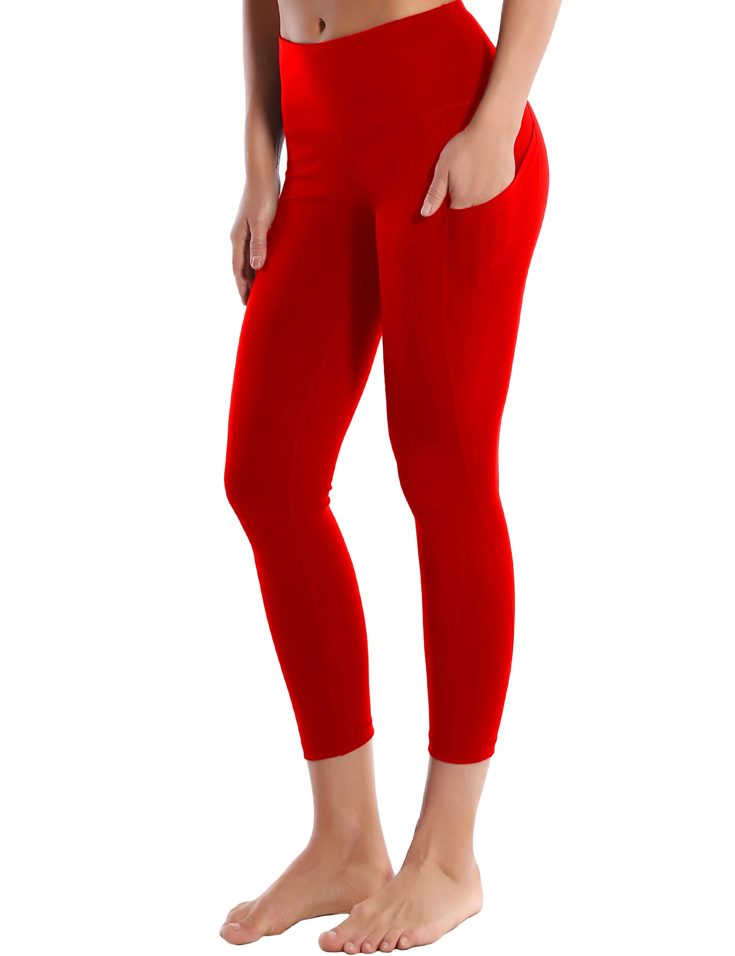 22 High Waist Side Pockets Capris scarlet_yogastudio