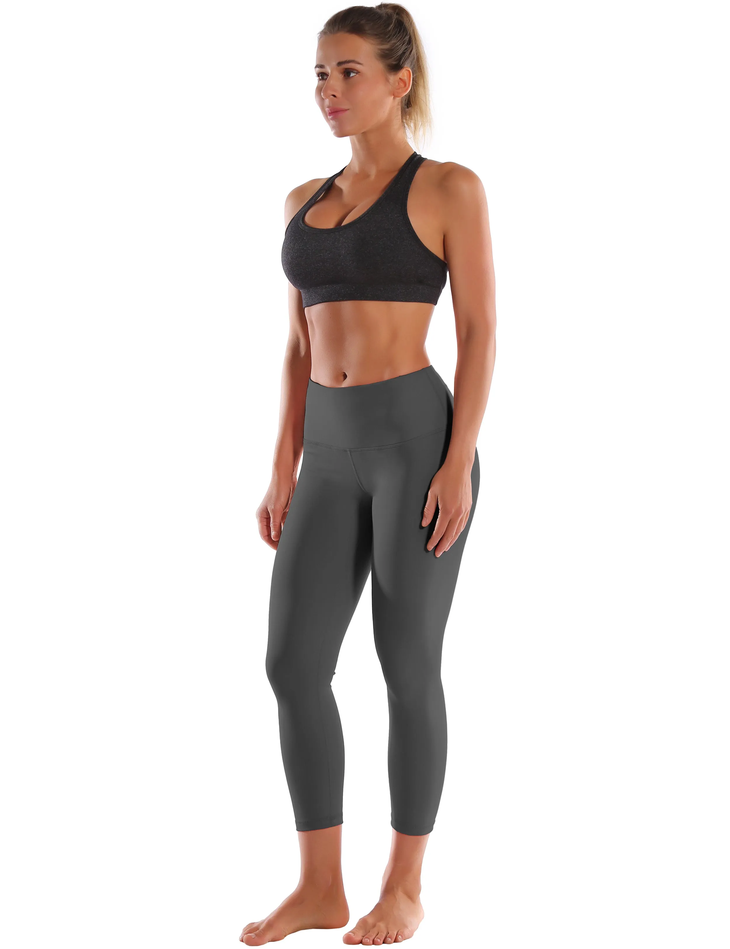 22" High Waist Crop Tight Capris shadowcharcoal