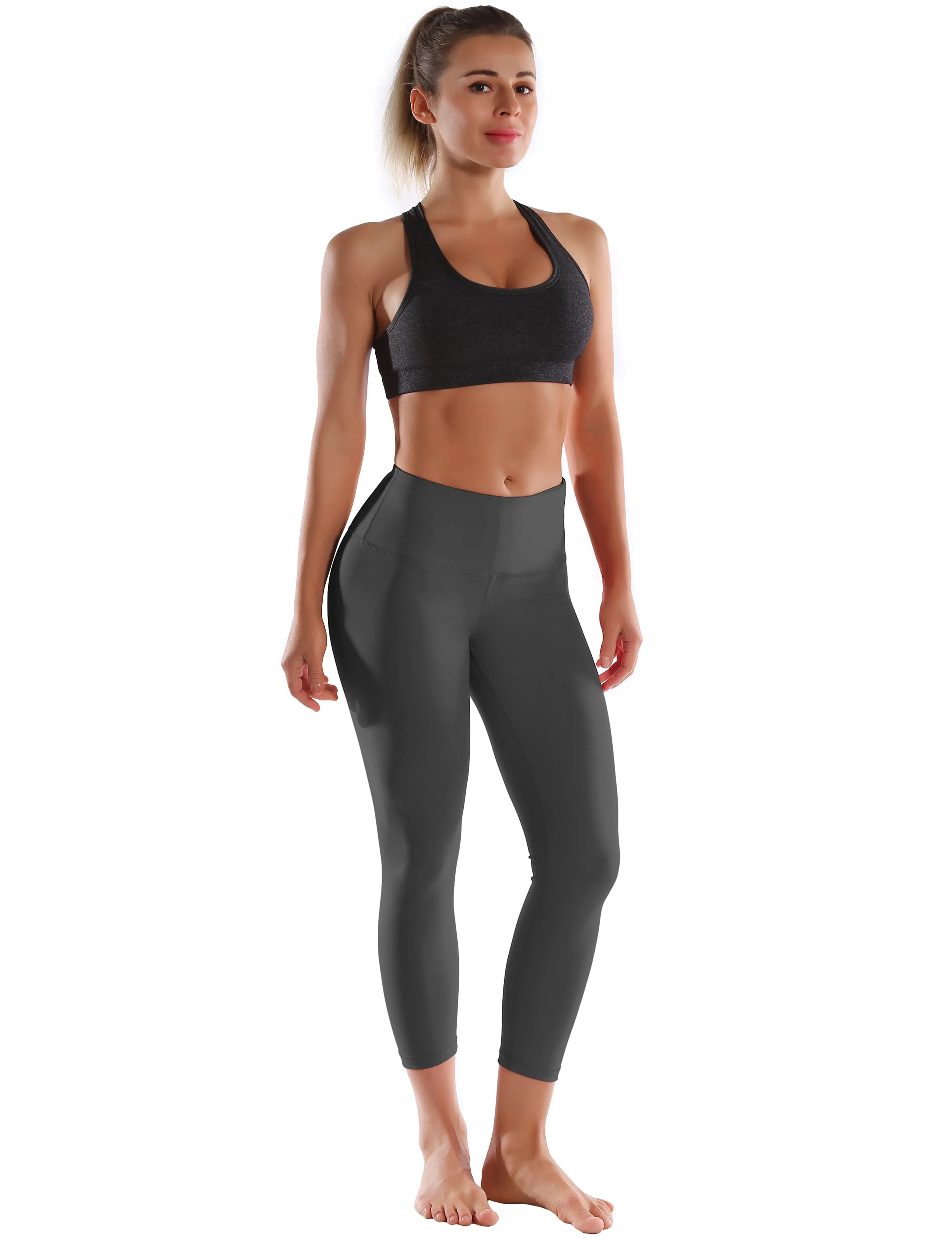 22" High Waist Crop Tight Capris shadowcharcoal