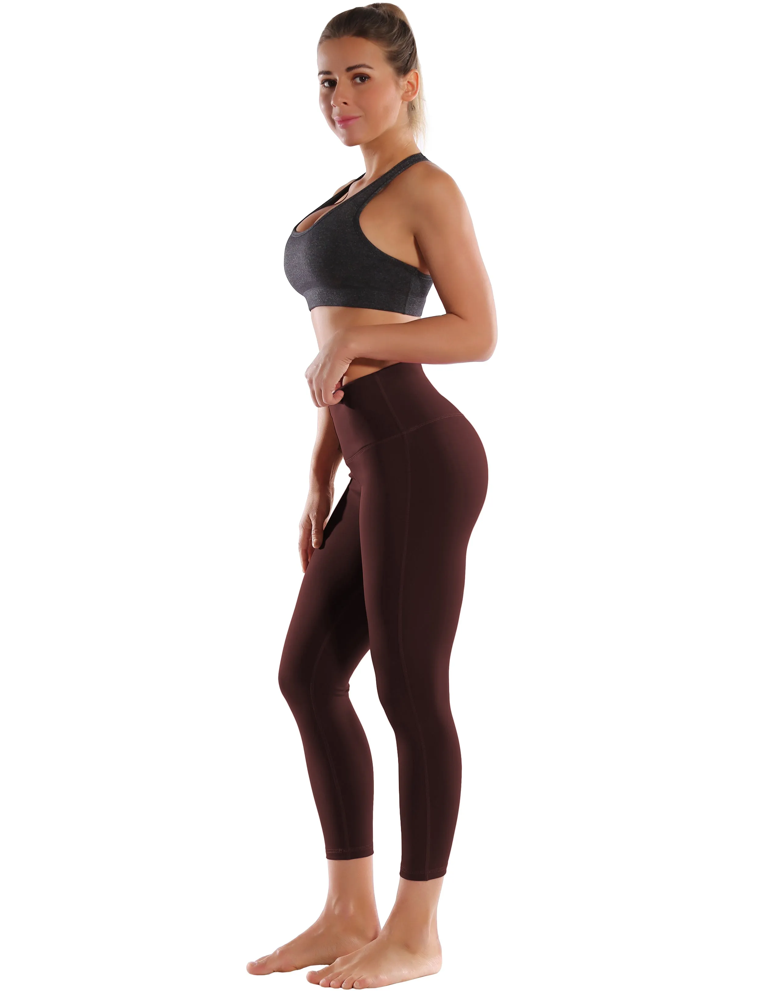 22" High Waist Side Line Capris mahoganymaroon