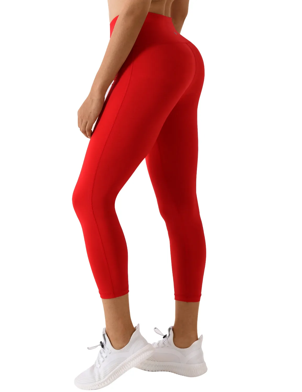 22" High Waist Side Line Capris scarlet