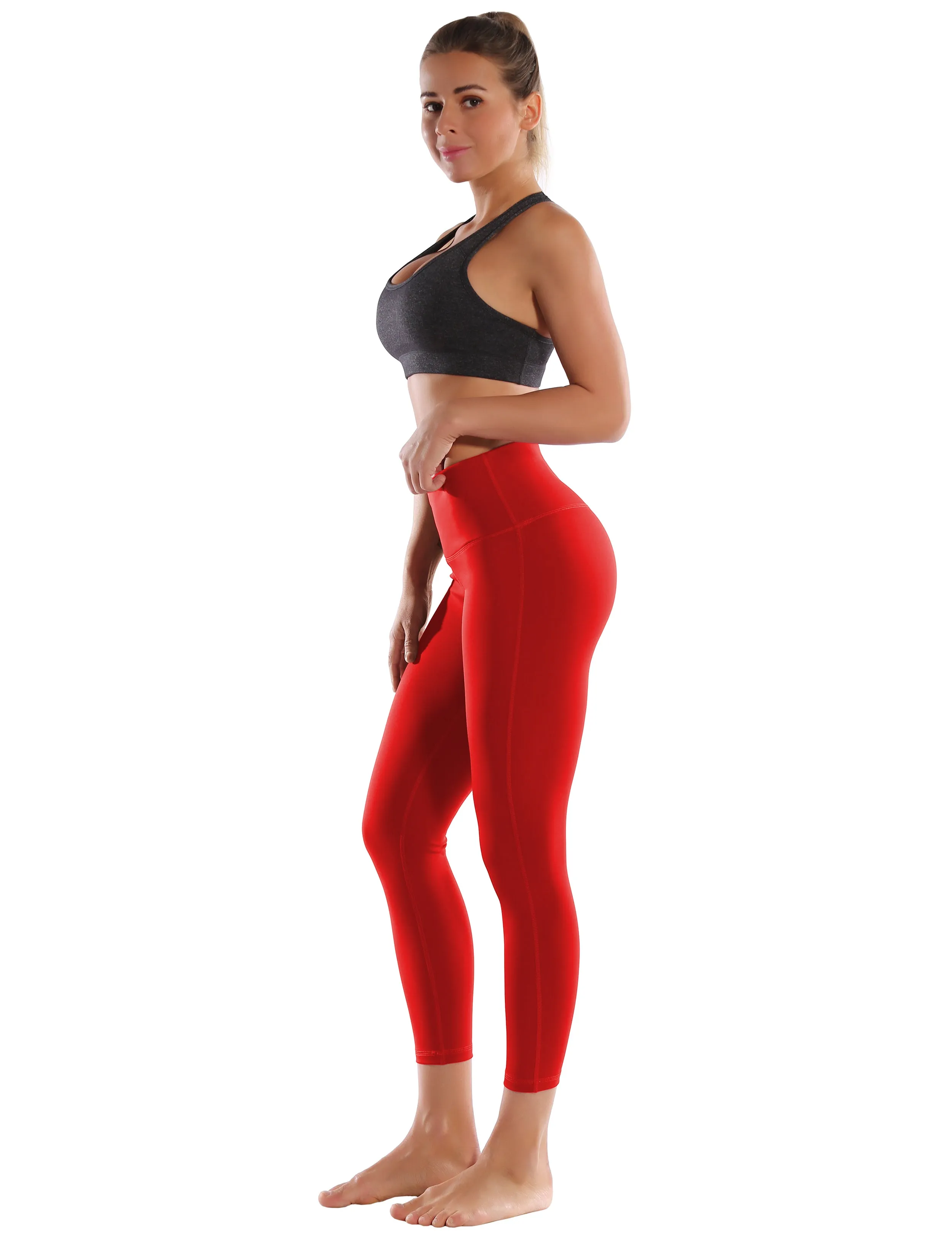 22" High Waist Side Line Capris scarlet