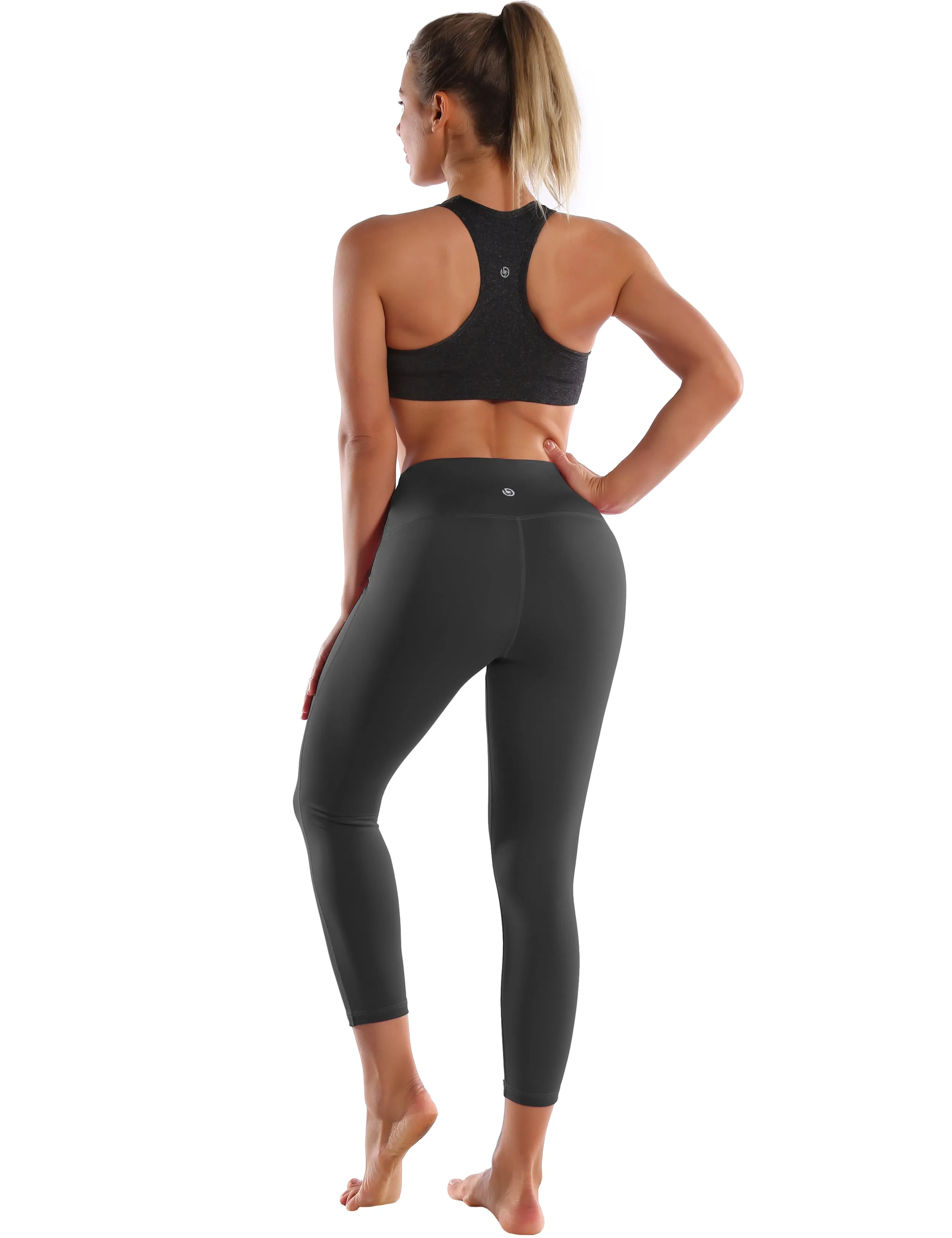 22" High Waist Side Line Capris shadowcharcoal