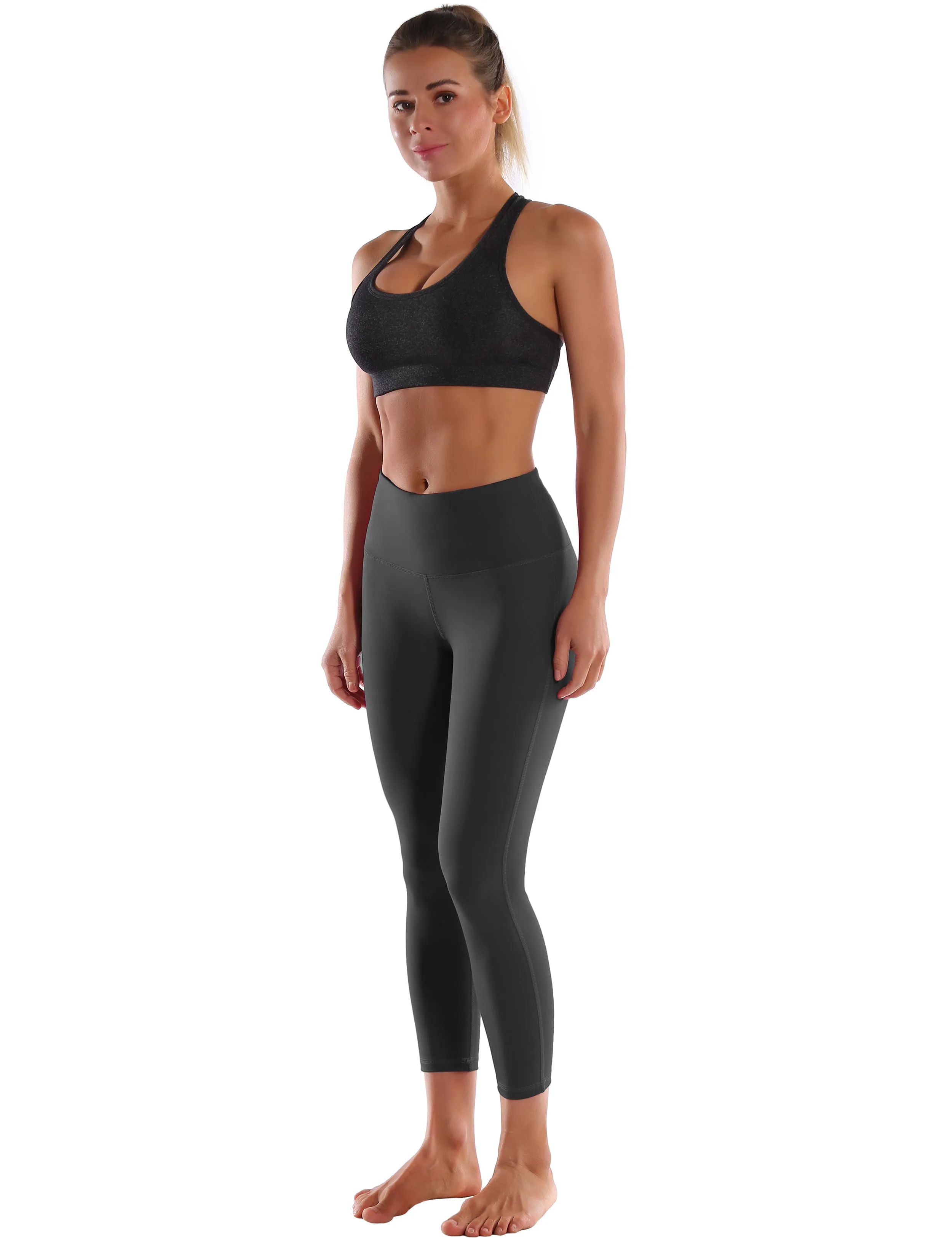 22" High Waist Side Line Capris shadowcharcoal