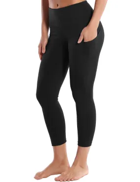 22" High Waist Side Pockets Capris black