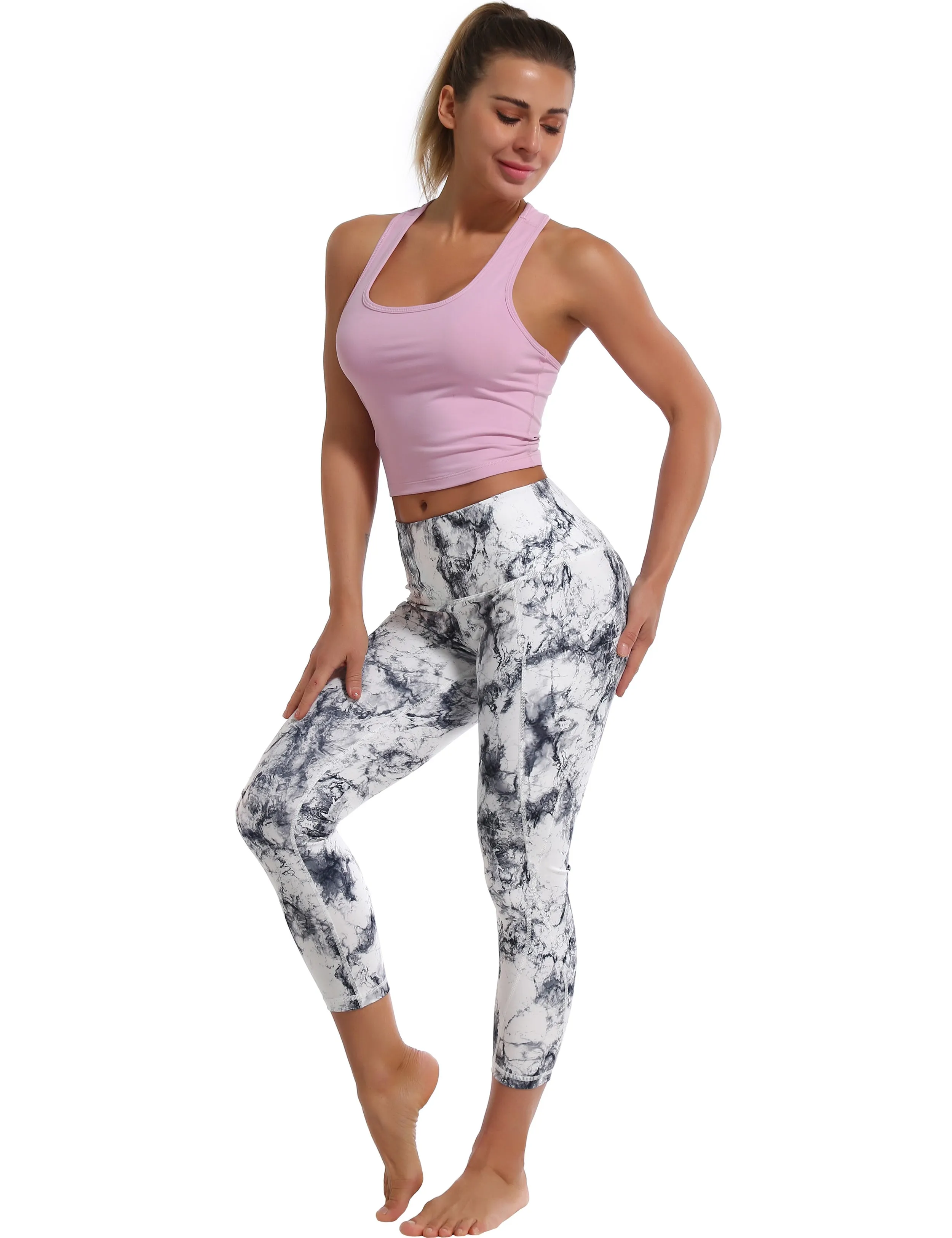 22" Printed Side Pockets Capris arabescato