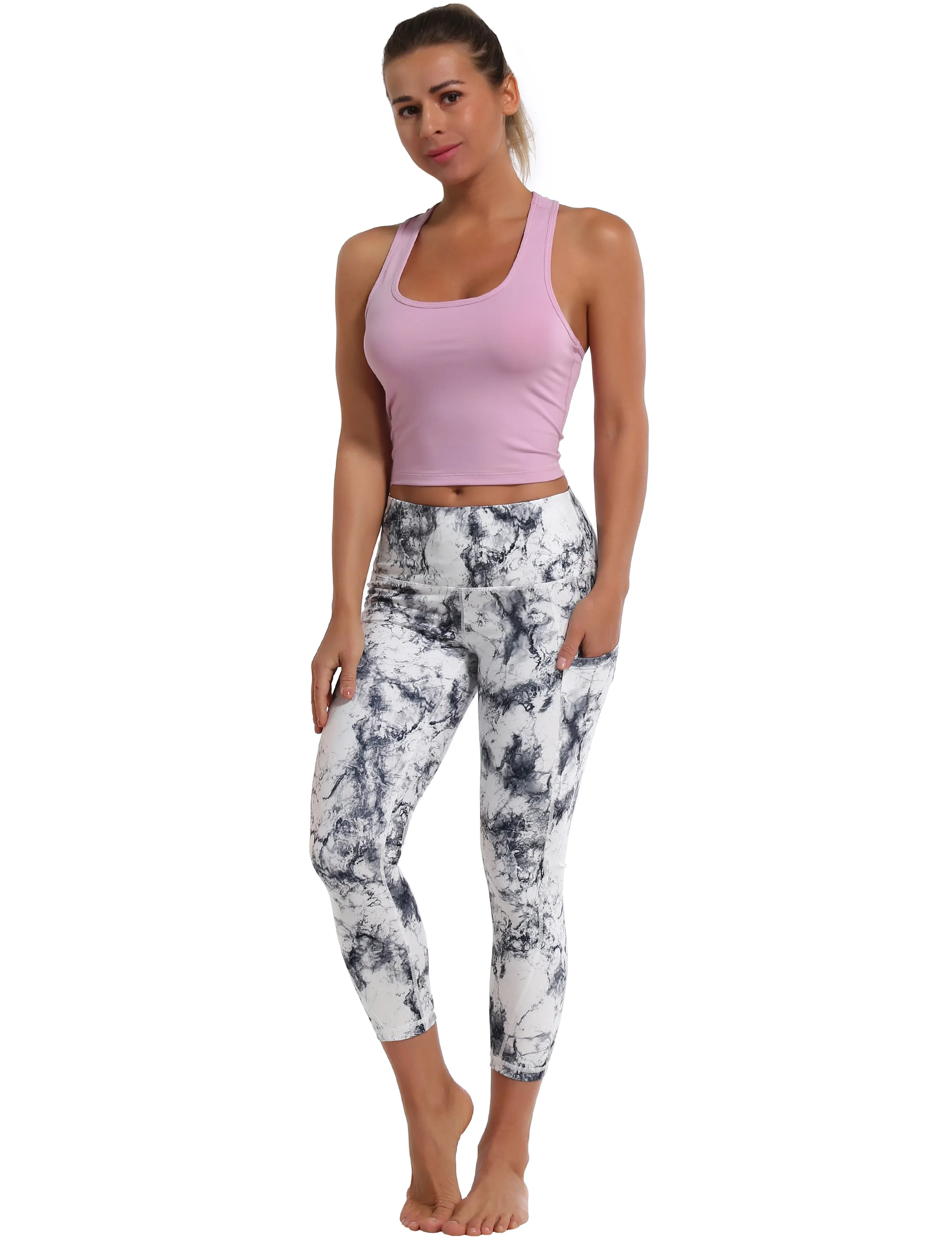 22" Printed Side Pockets Capris arabescato