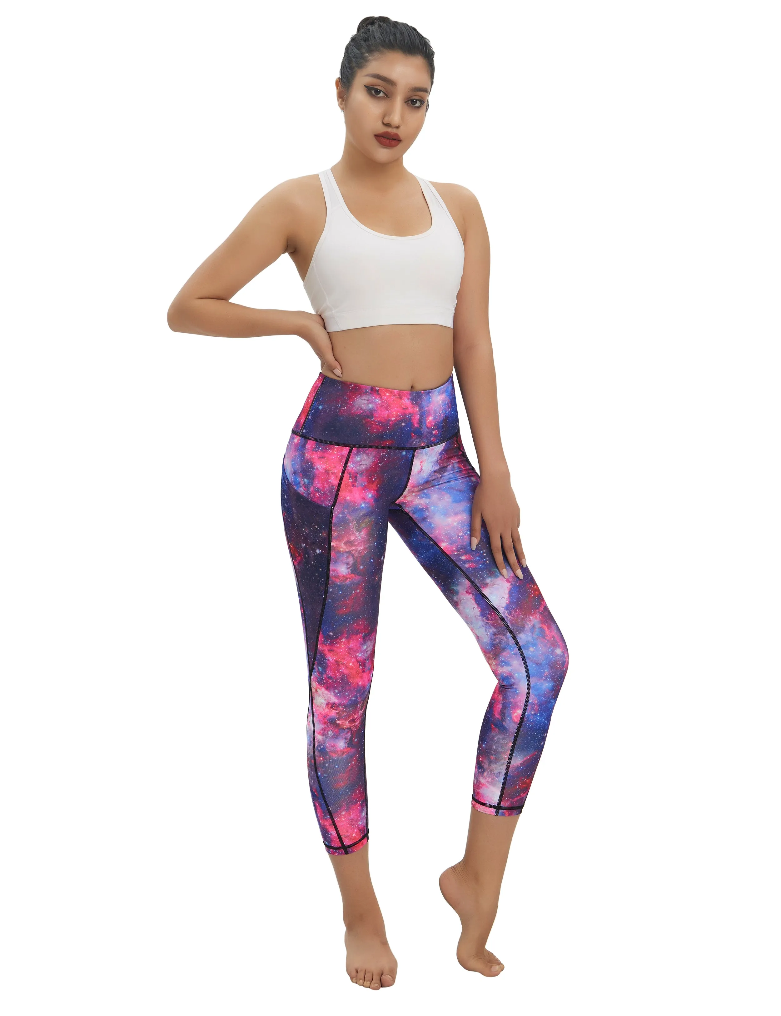 22" Printed Side Pockets Capris galaxy