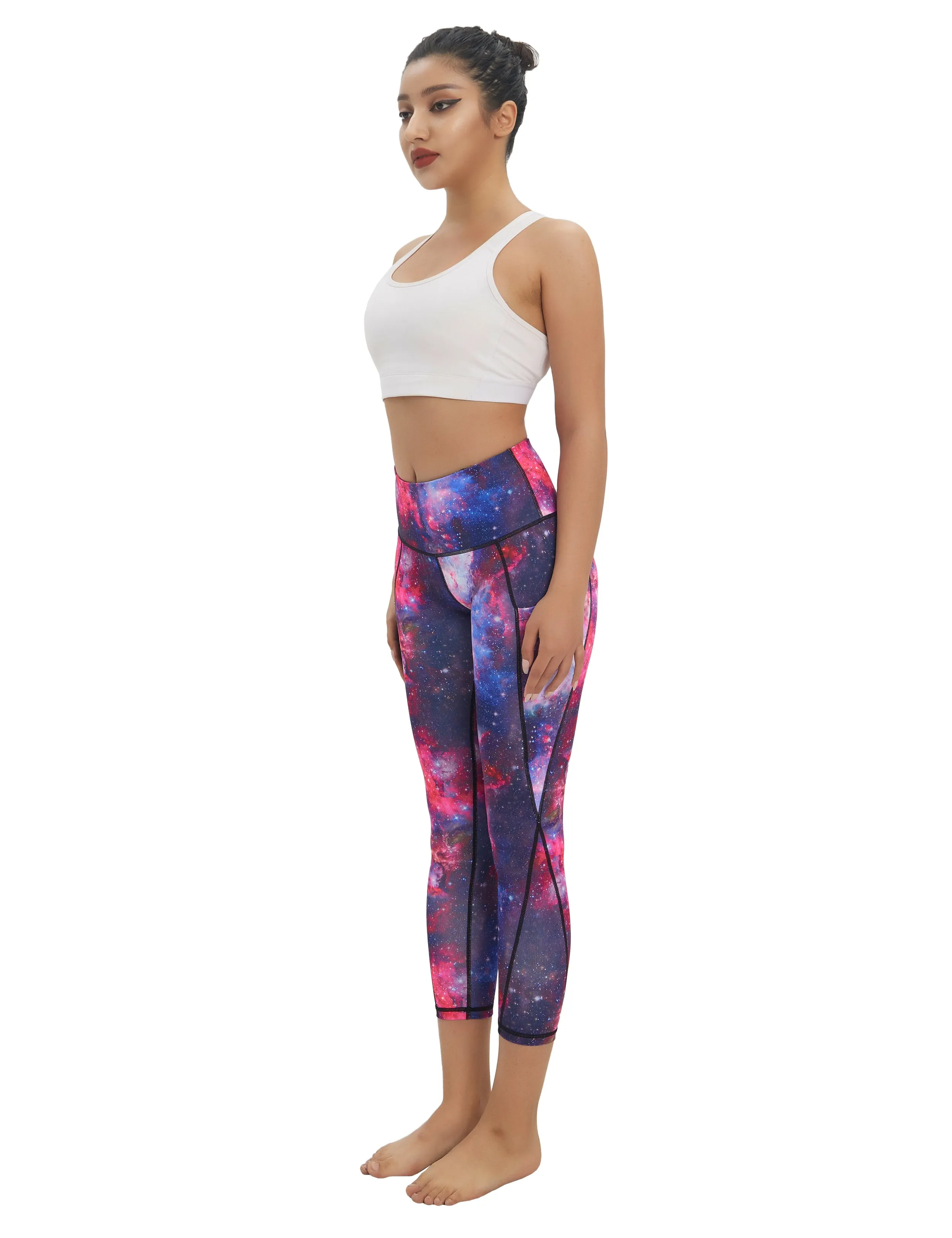 22" Printed Side Pockets Capris galaxy