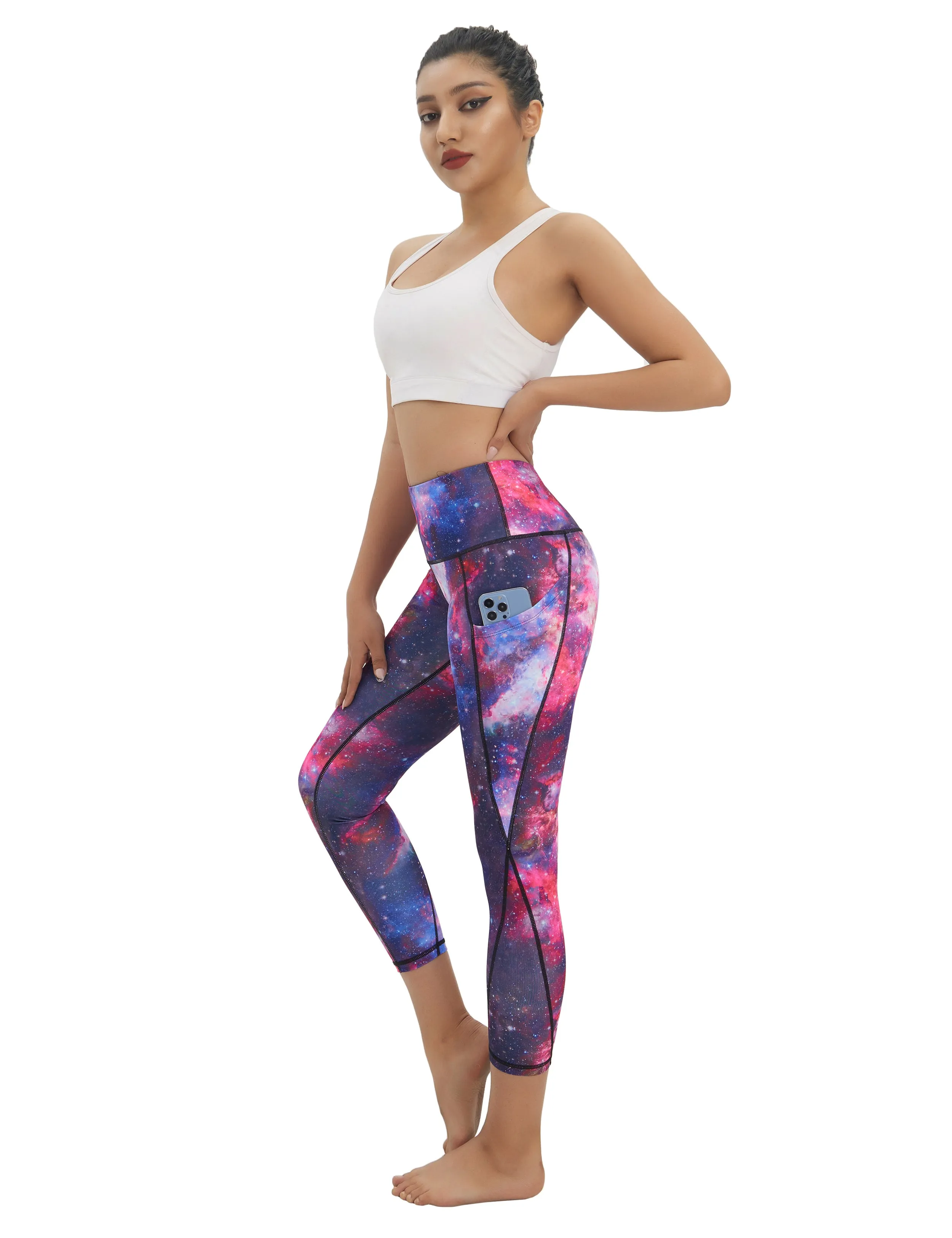 22" Printed Side Pockets Capris galaxy