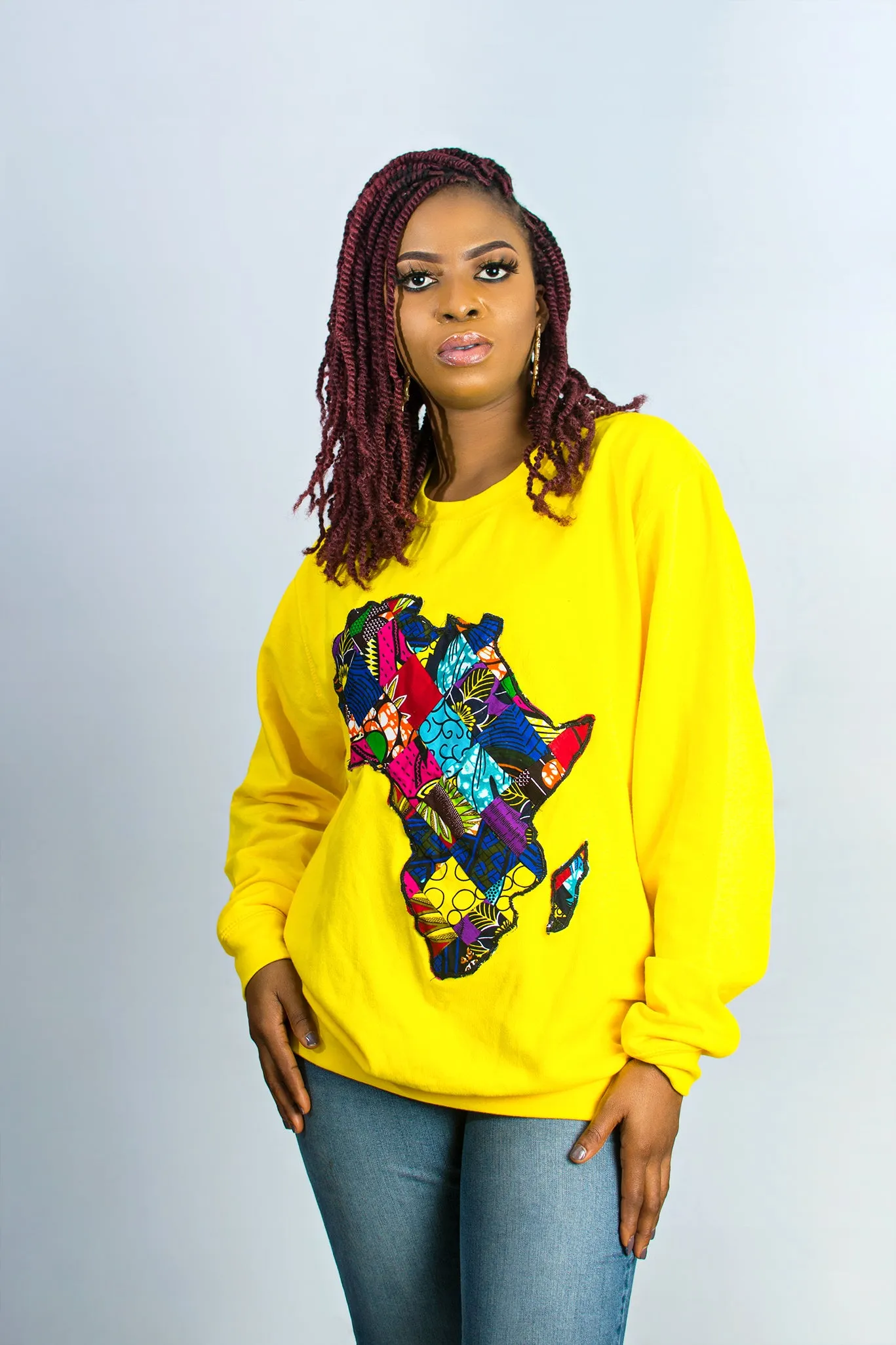 African Map Yellow Sweatshirt Top