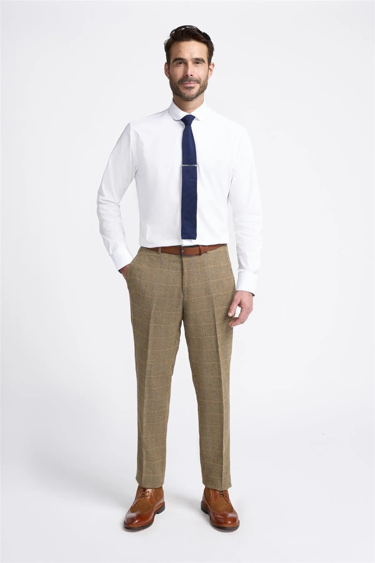 Albert Brown Tweed Check Trousers