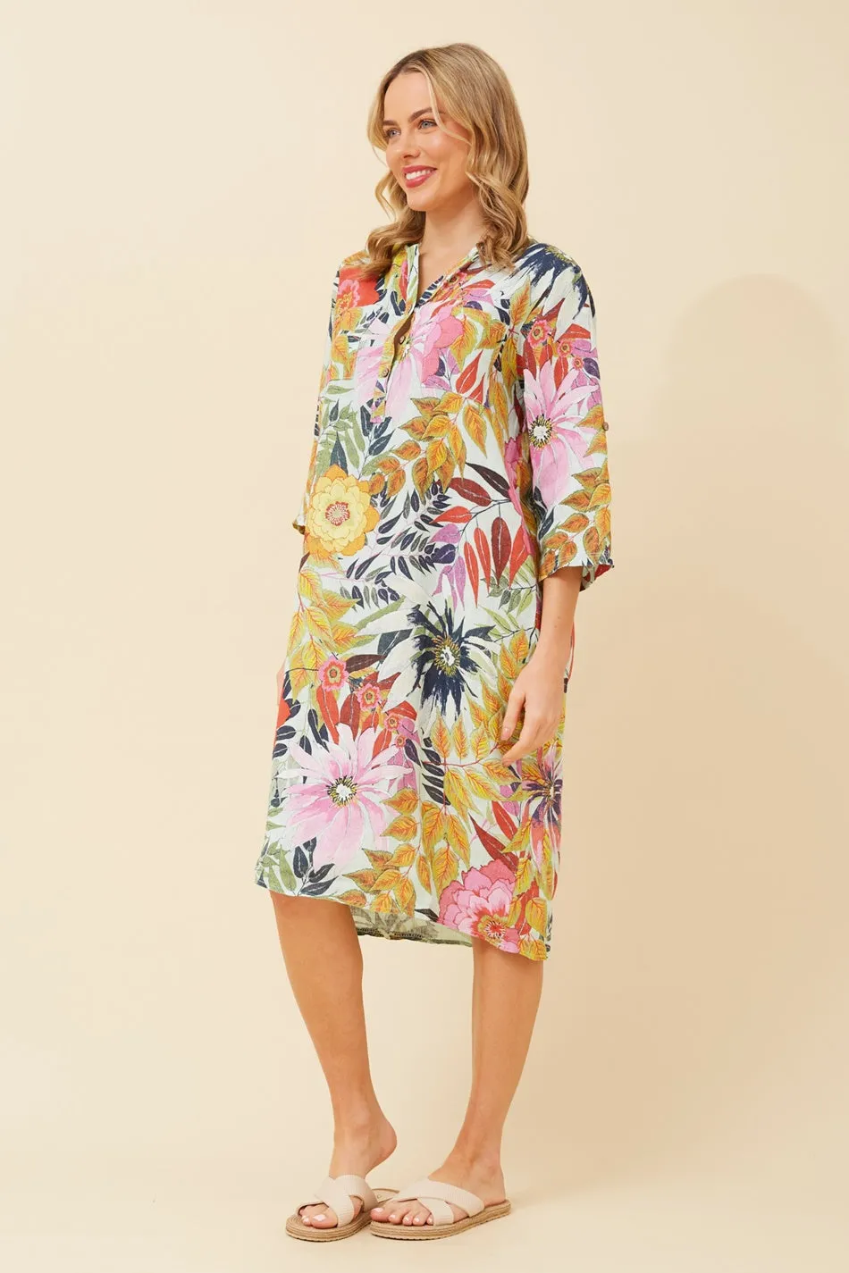 ALORA FLORAL LINEN DRESS