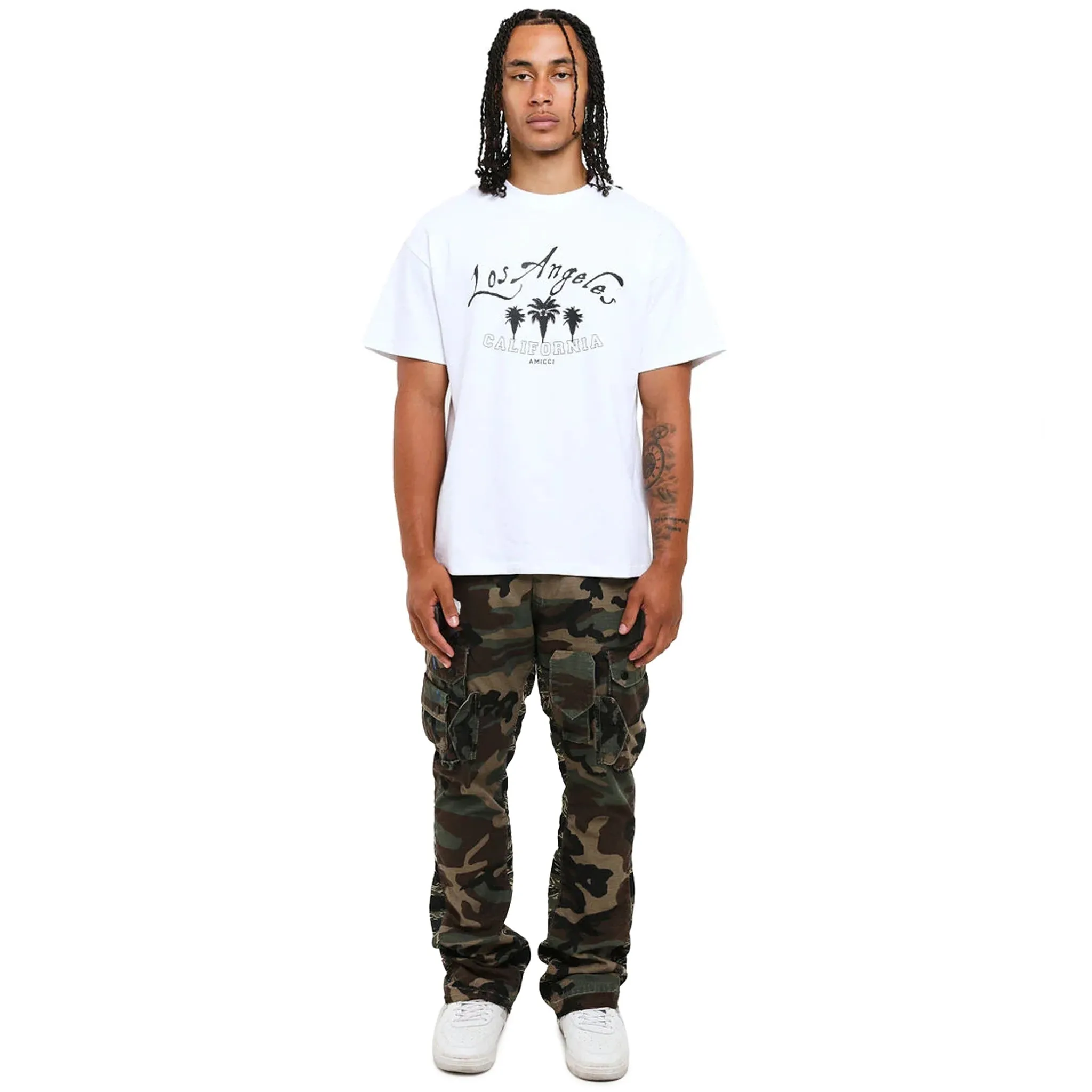 Amicci Flavio Flare Cargo Pants Camo