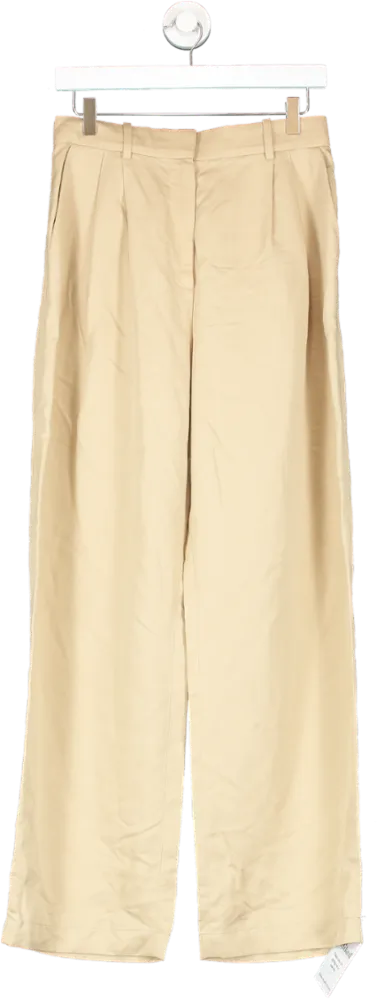 & Other Stories Cream Wide Press Crease Trousers UK 10