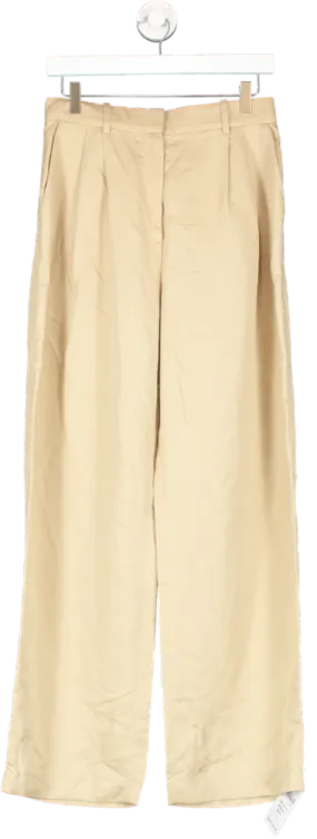 & Other Stories Cream Wide Press Crease Trousers UK 10