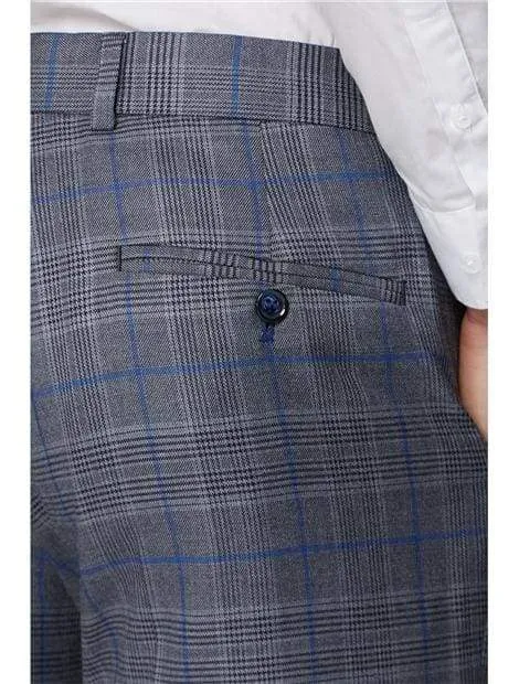 Antique Rogue Samuel Grey And Blue Check Trousers