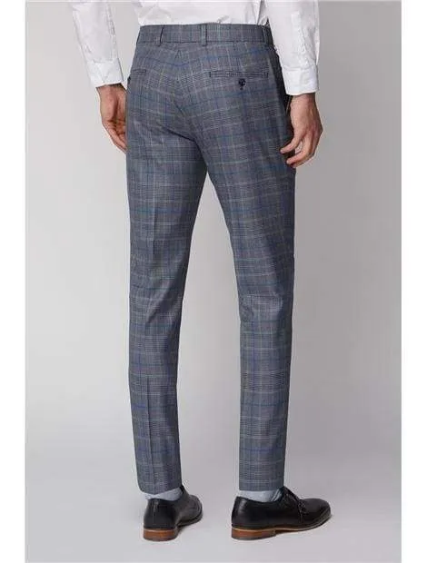 Antique Rogue Samuel Grey And Blue Check Trousers