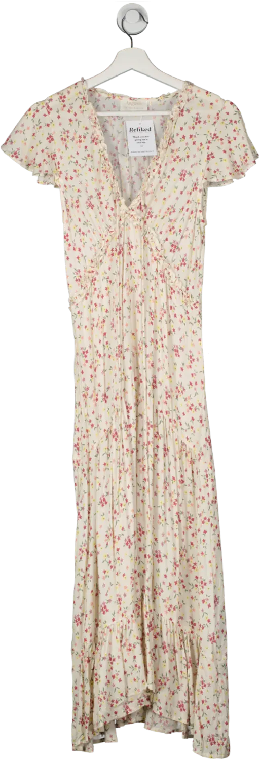 Stunning Auguste Cream Floral Print Maxi Dress - Size UK 6 - Perfect for Summer Events!