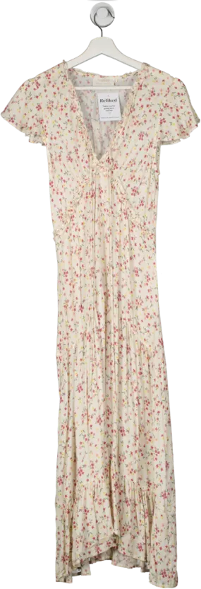 Stunning Auguste Cream Floral Print Maxi Dress - Size UK 6 - Perfect for Summer Events!