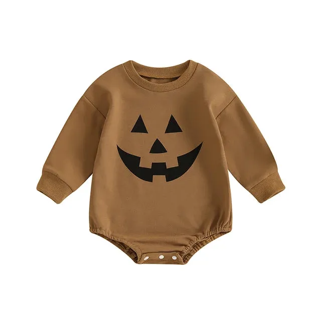 Baby Boys Halloween Jack O Lantern Face Onesie Romper