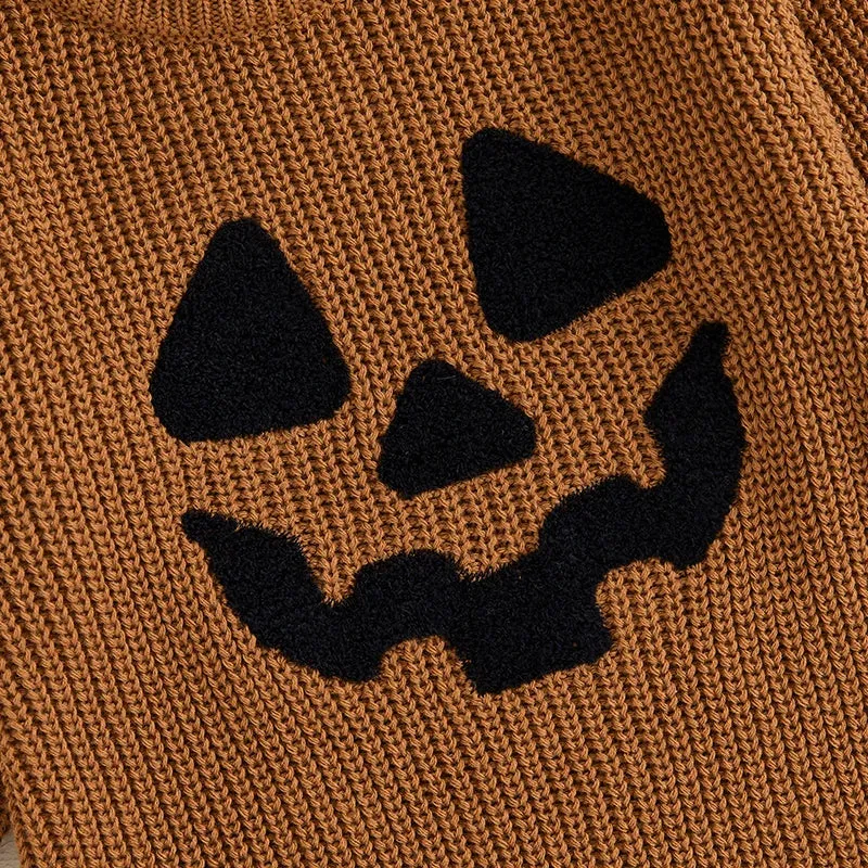 Baby Halloween Sweater Romper Onesie Jack o Lantern