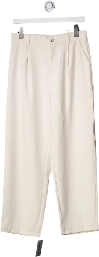 Beige Pleated Front Tailored Trousers UK S