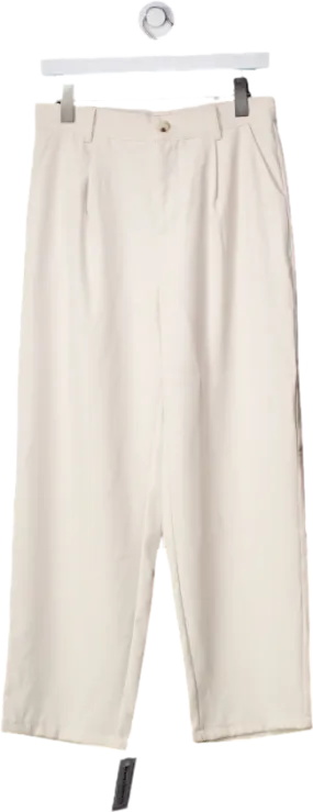 Beige Pleated Front Tailored Trousers UK S