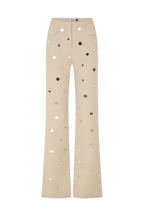 BEIGE RIA MIRROR DETAILS PANTS