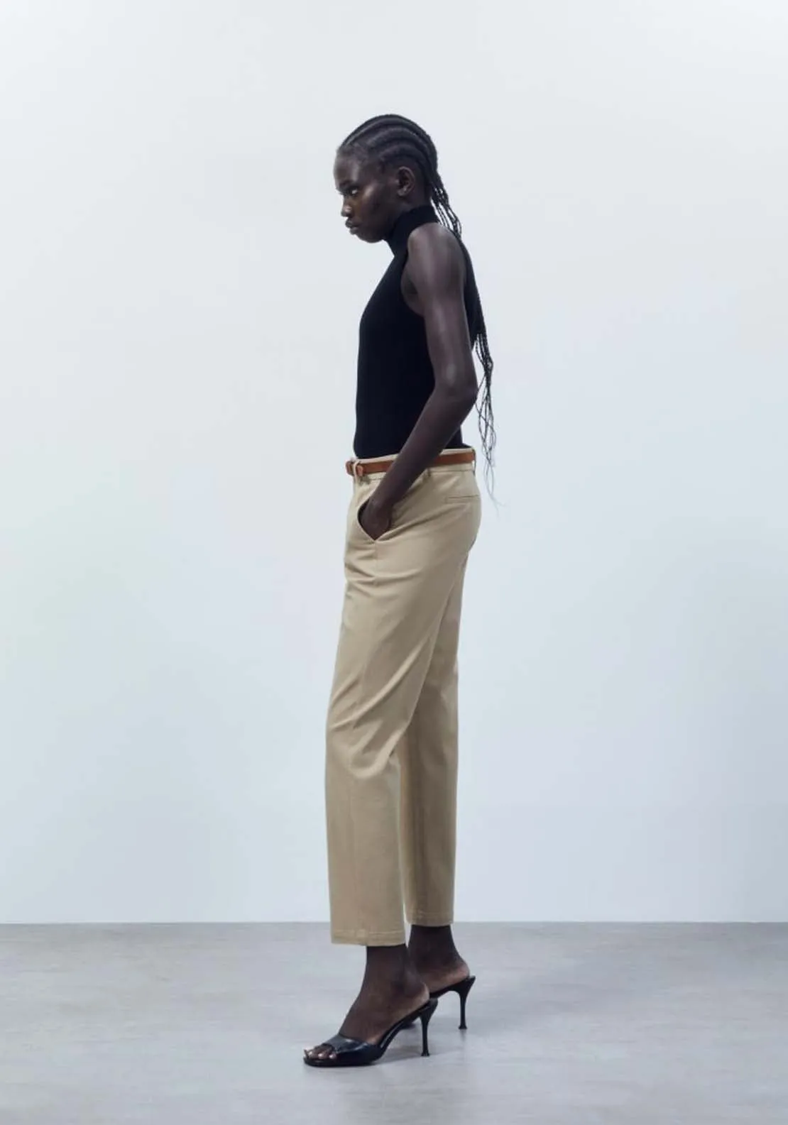 Belted chino trousers - Camel