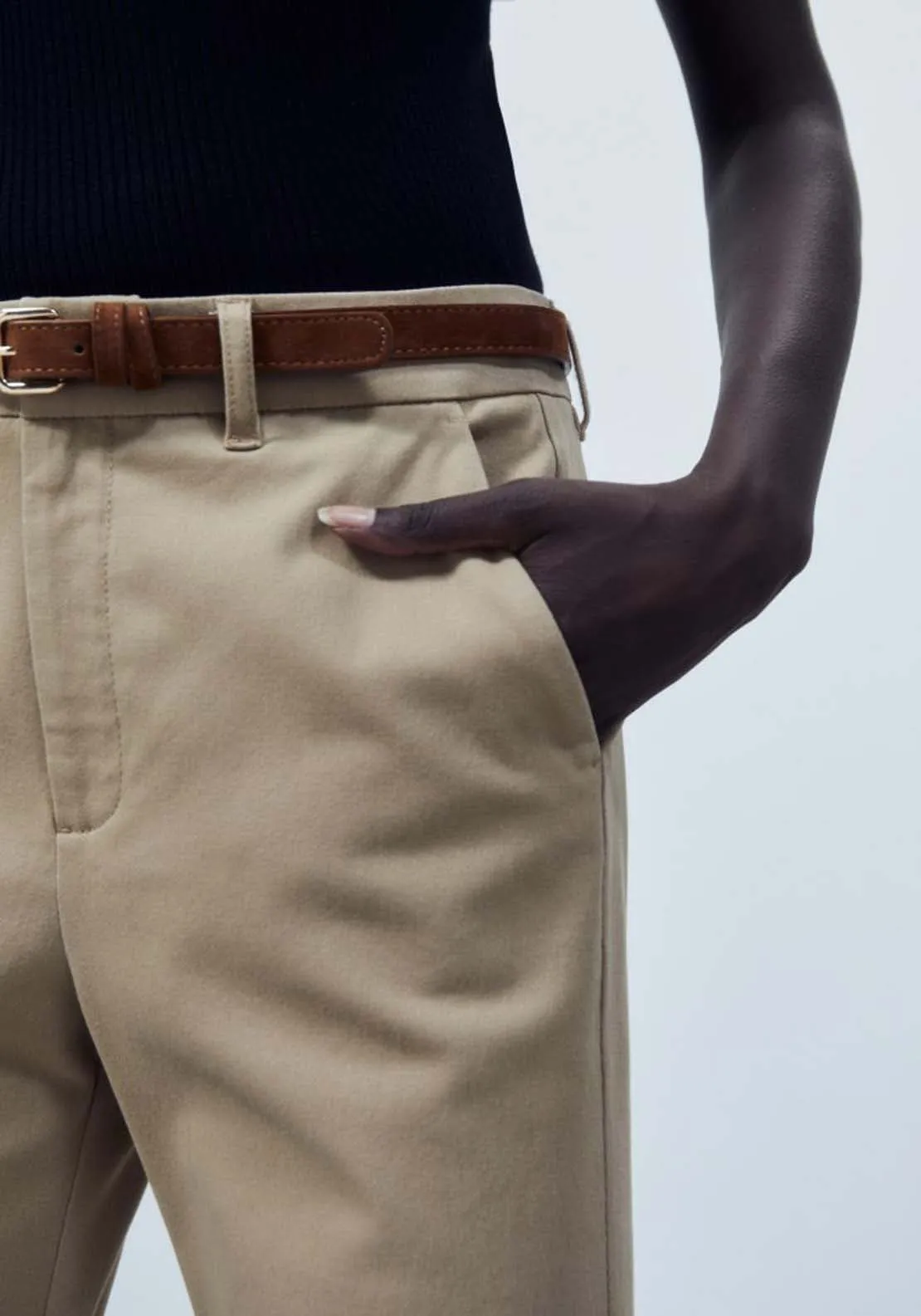 Belted chino trousers - Camel