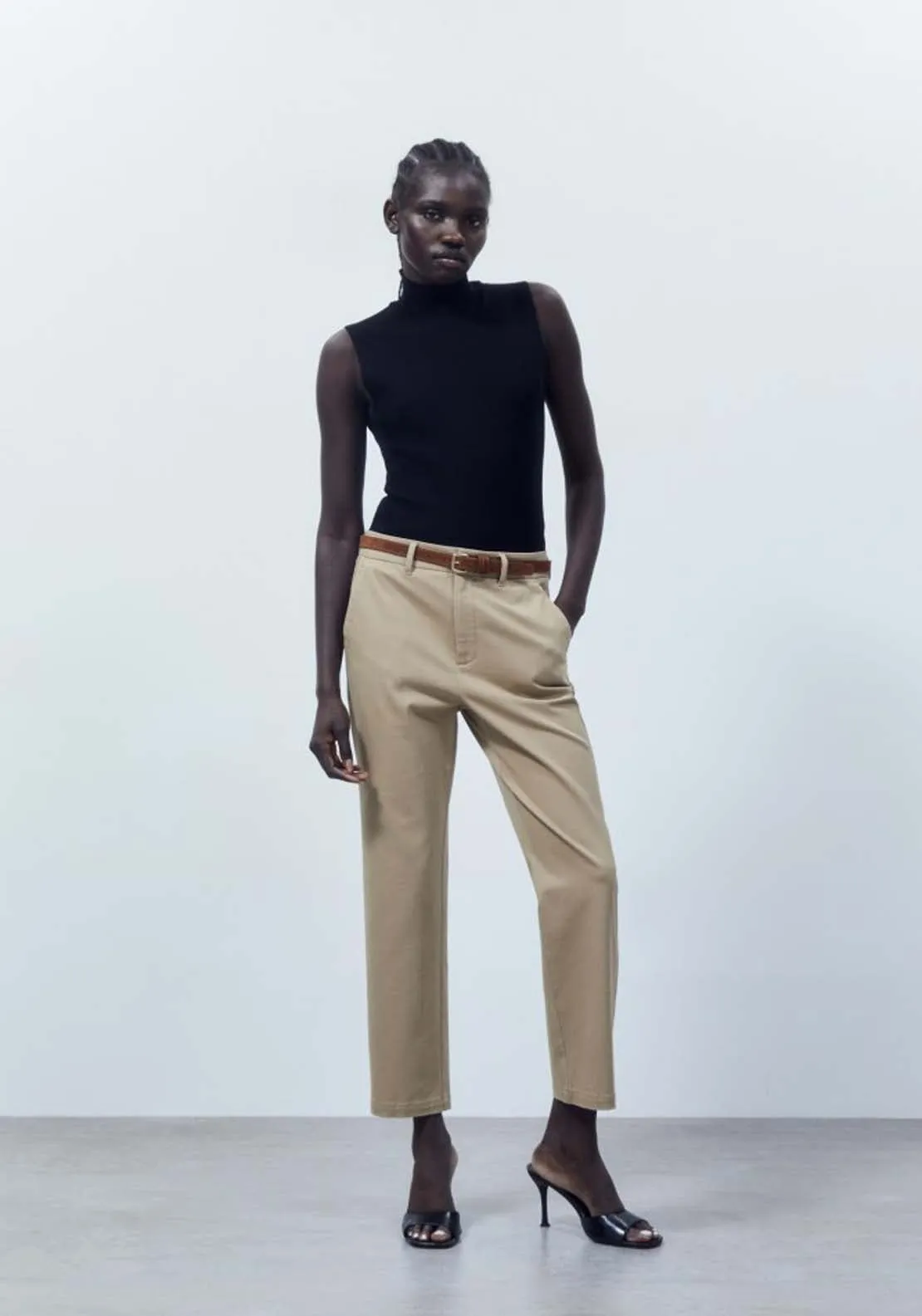 Belted chino trousers - Camel